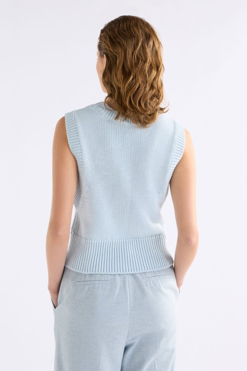 Shop the Mikkel Organic Cotton Knit Vest Pearl Blue | ELK AU
