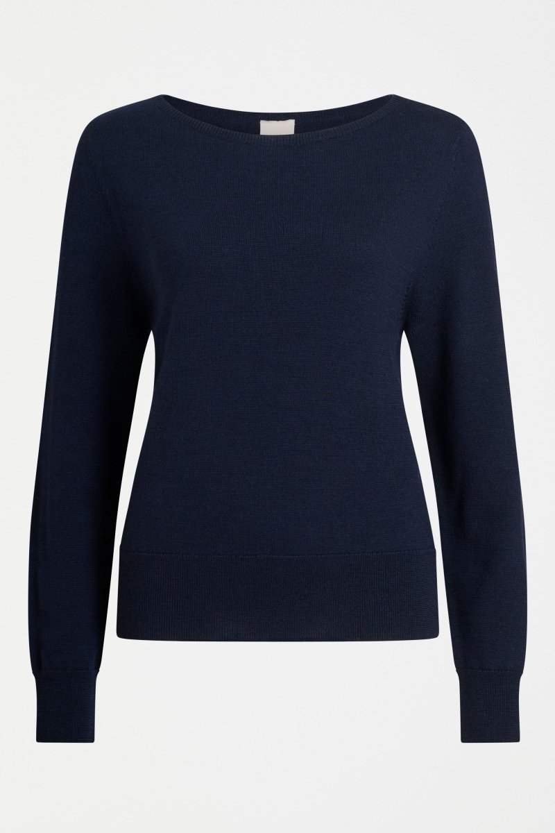 Ellora Fine Merino Knit Sweater Dark Navy | ELK AU