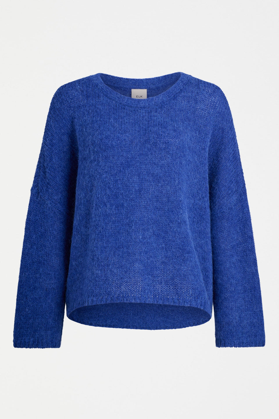 Agna Relaxed Box Fit Alpaca Yarn Knit Sweater Model Front | DEEP COBALT