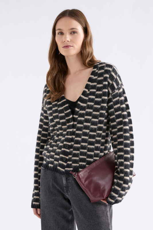 Lunz Cardi Knitwear - ELK | BLACK BEIGE