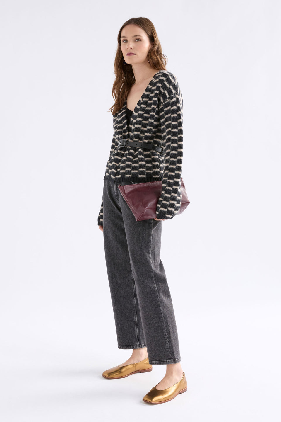 Lunz Cardi Knitwear - ELK | BLACK BEIGE