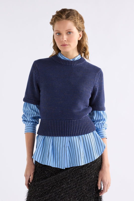 Luft Lurex Knit Top Navy Copper Knitwear - ELK | NAVY COPPER