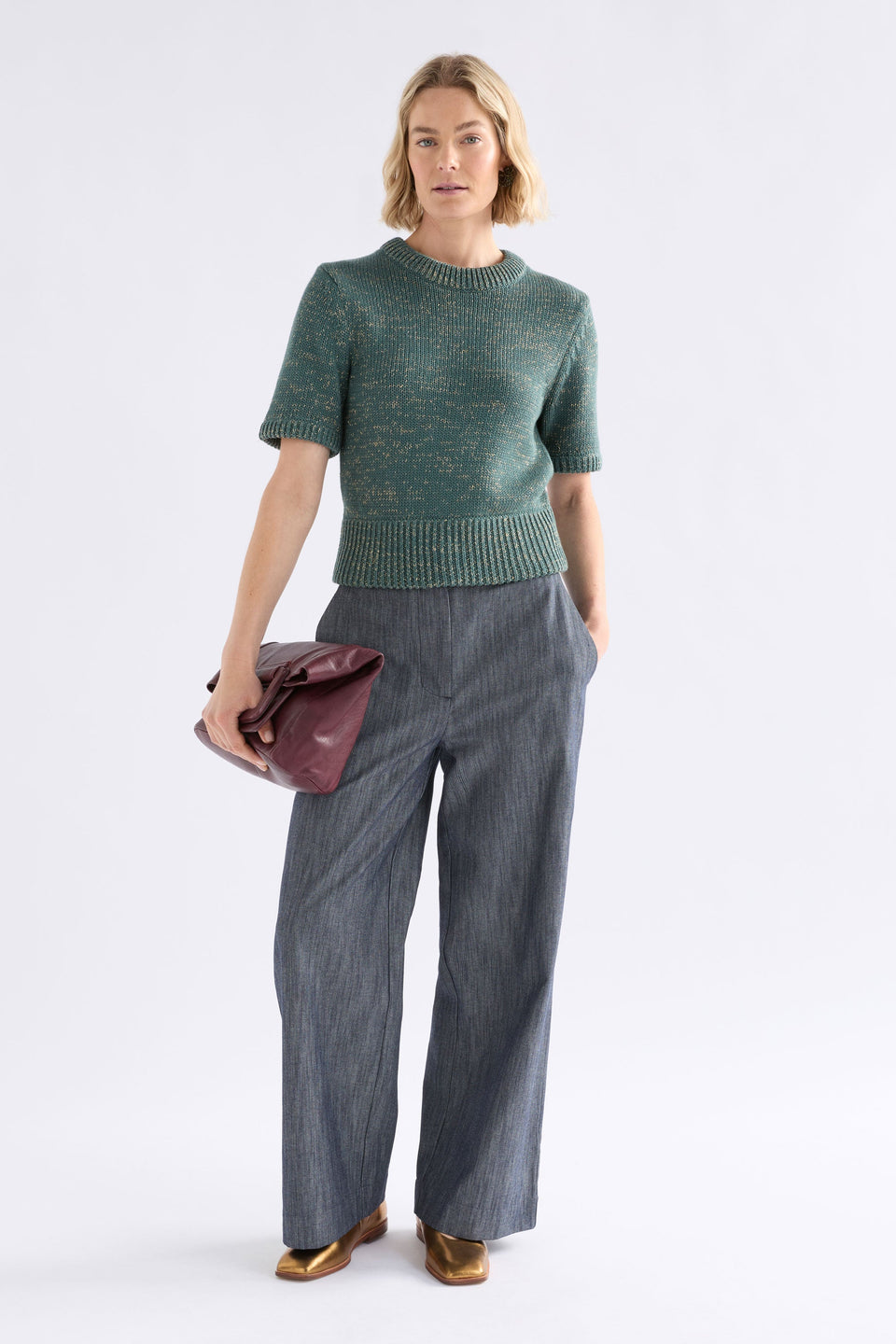 Luft Lurex Knit Top Sage Gold Knitwear - ELK | SAGE GOLD