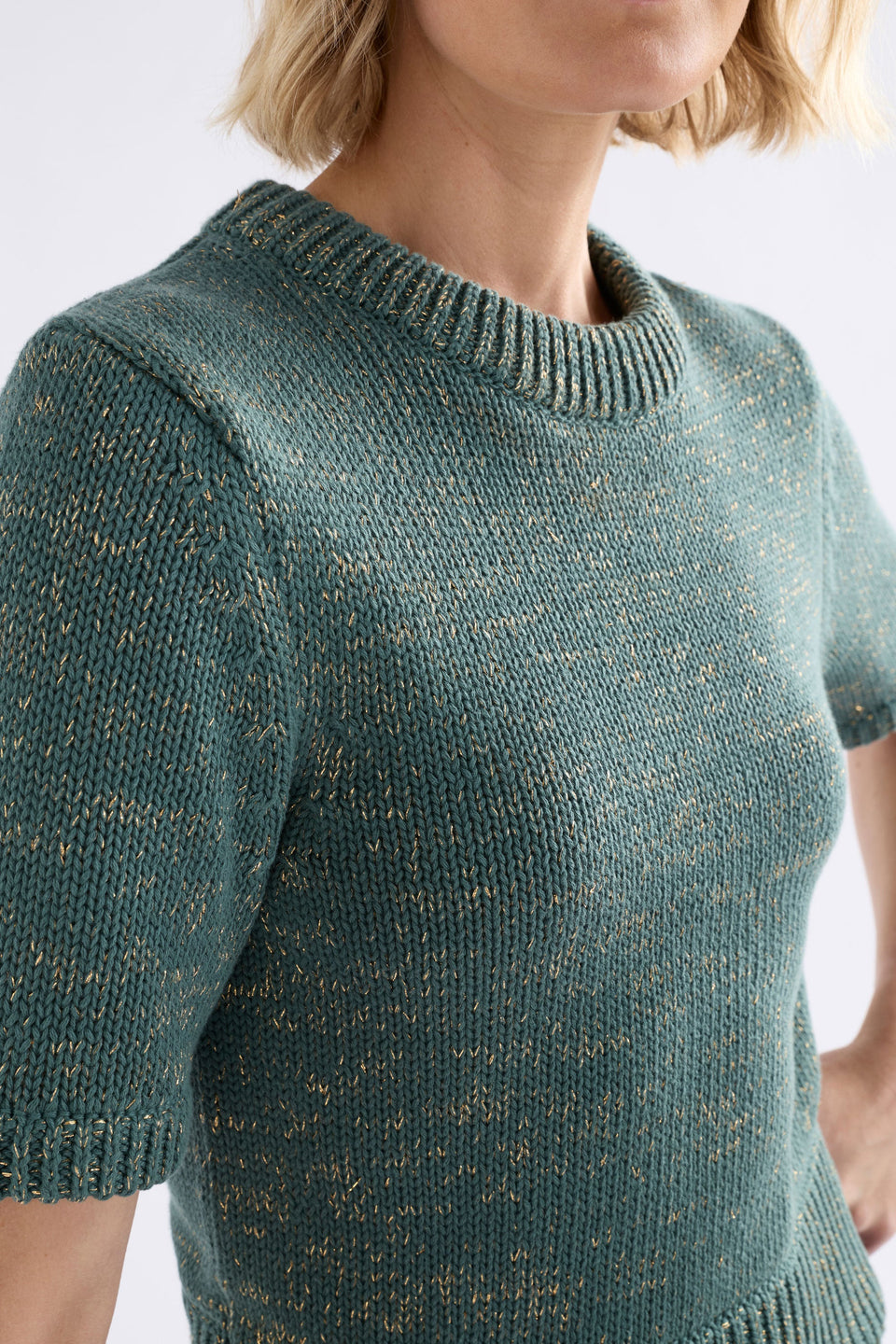 Luft Lurex Knit Top Sage Gold Knitwear - ELK | SAGE GOLD