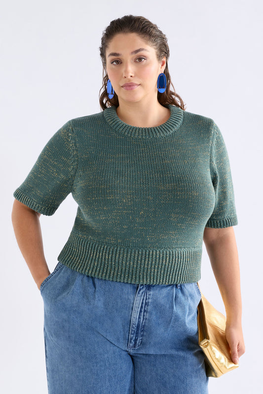 Luft Lurex Knit Top Sage Gold Knitwear - ELK | SAGE GOLD