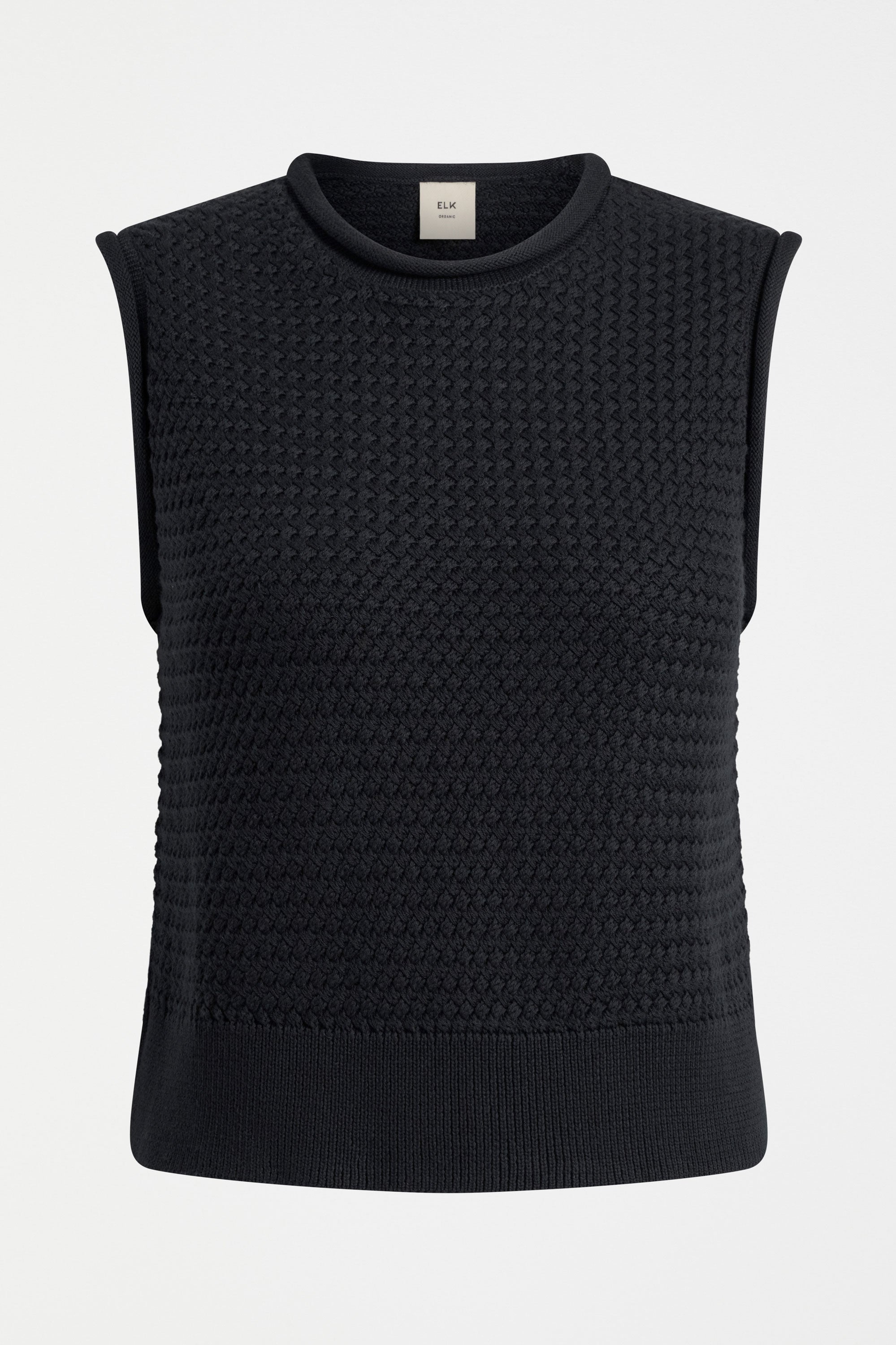 Shop The Naya organic Cotton Basket Weave Knit Vest Black | ELK AU