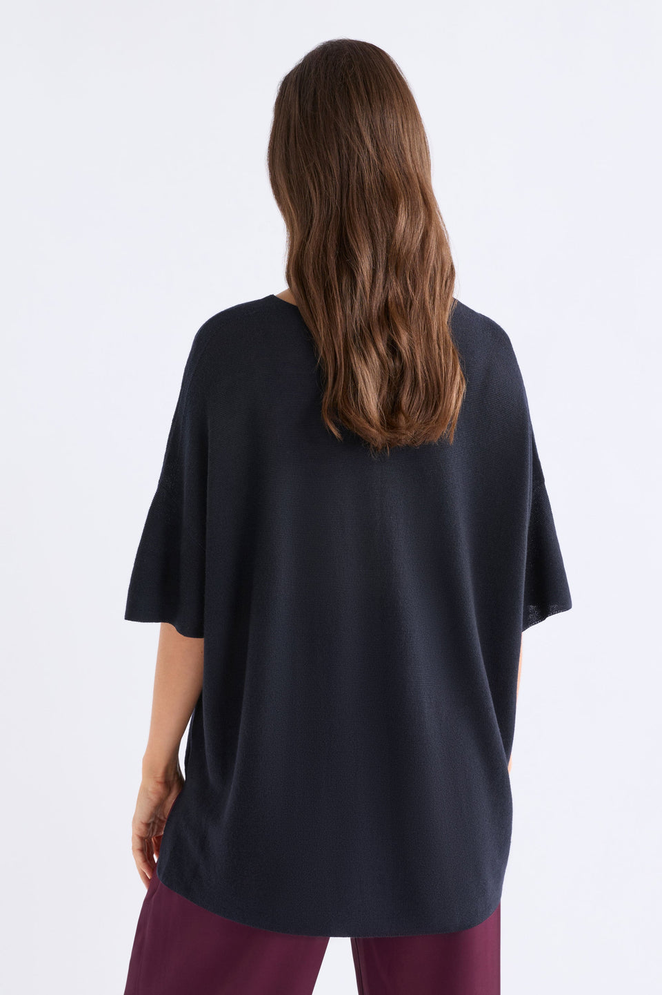 Kita Fine Merino Knit Short Sleeve Top ELK | MIDNIGHT