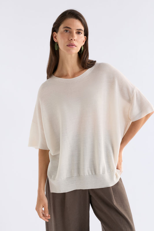 Kita Fine Merino Knit Short sleeve Top | CREAM
