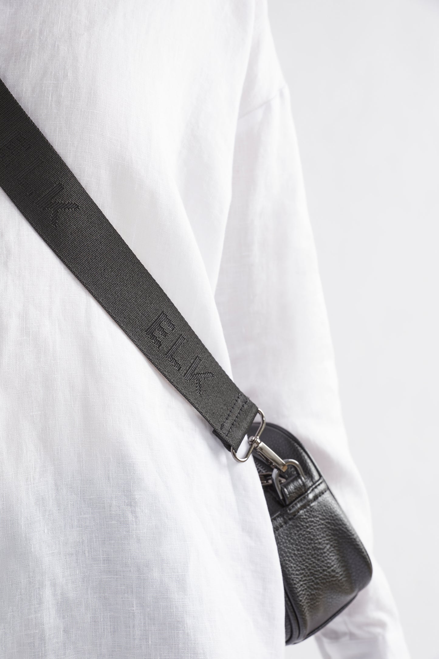 ELK Logo Recycled Polyester Webbing Strap on Body | BLACK