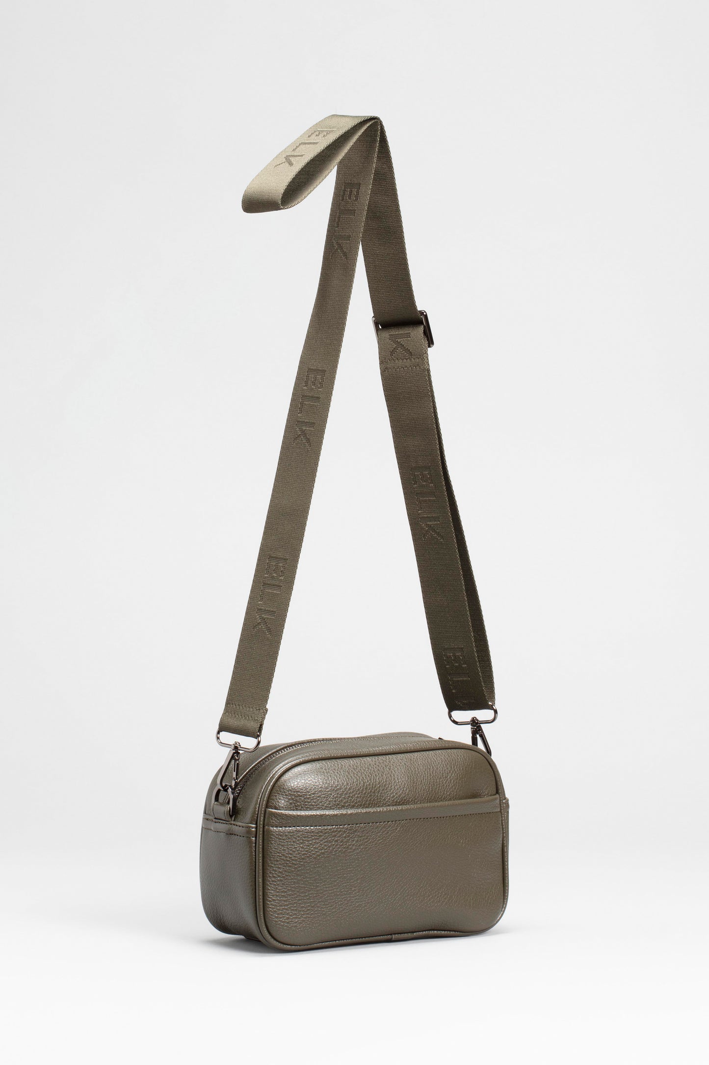 ELK Logo Recycled Polyester Webbing Strap On Kassel Bag back | OLIVE