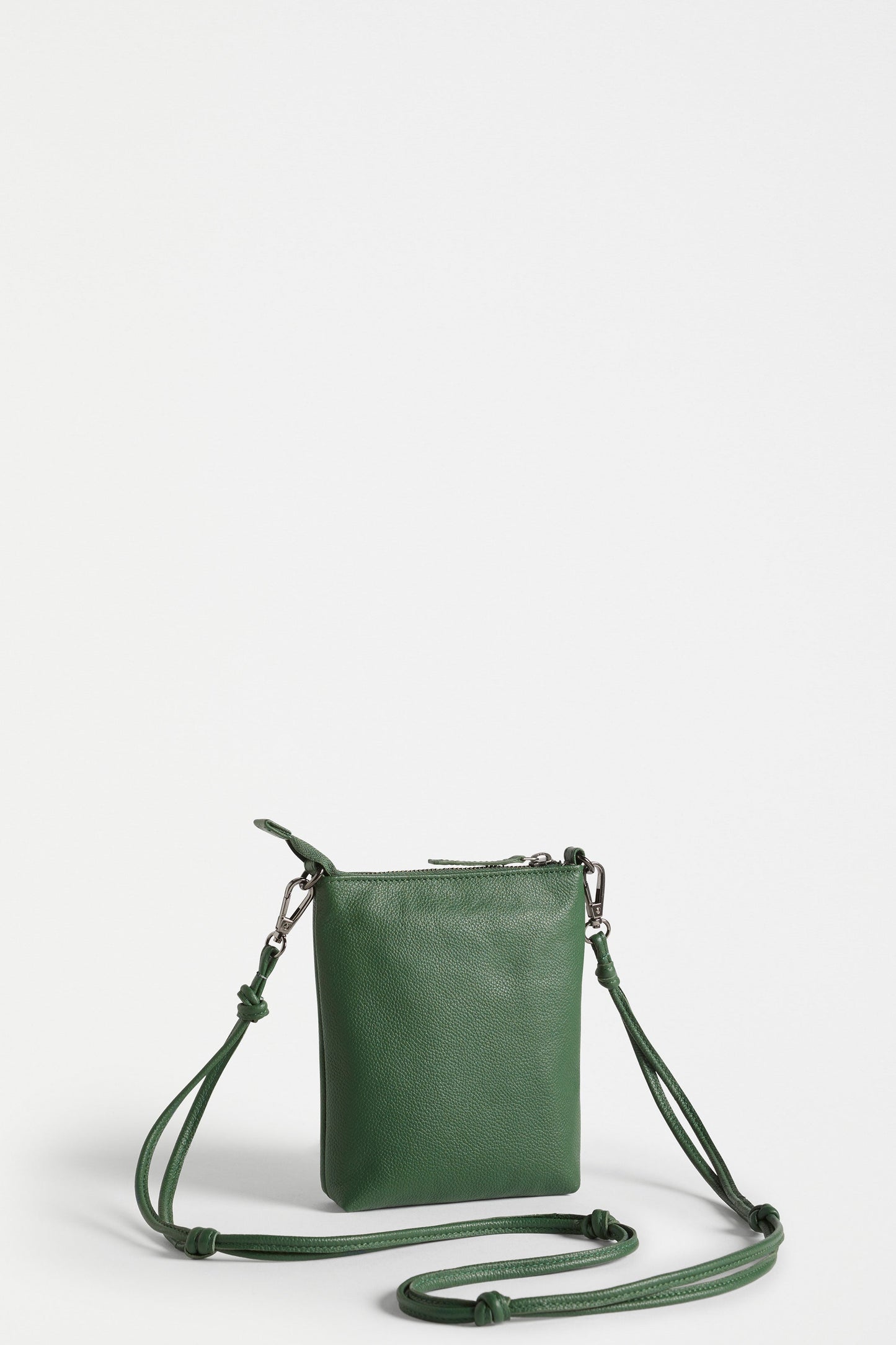 Ondo Remnant Leather Zip-up Cross Body Pouch Back | DARK GREEN