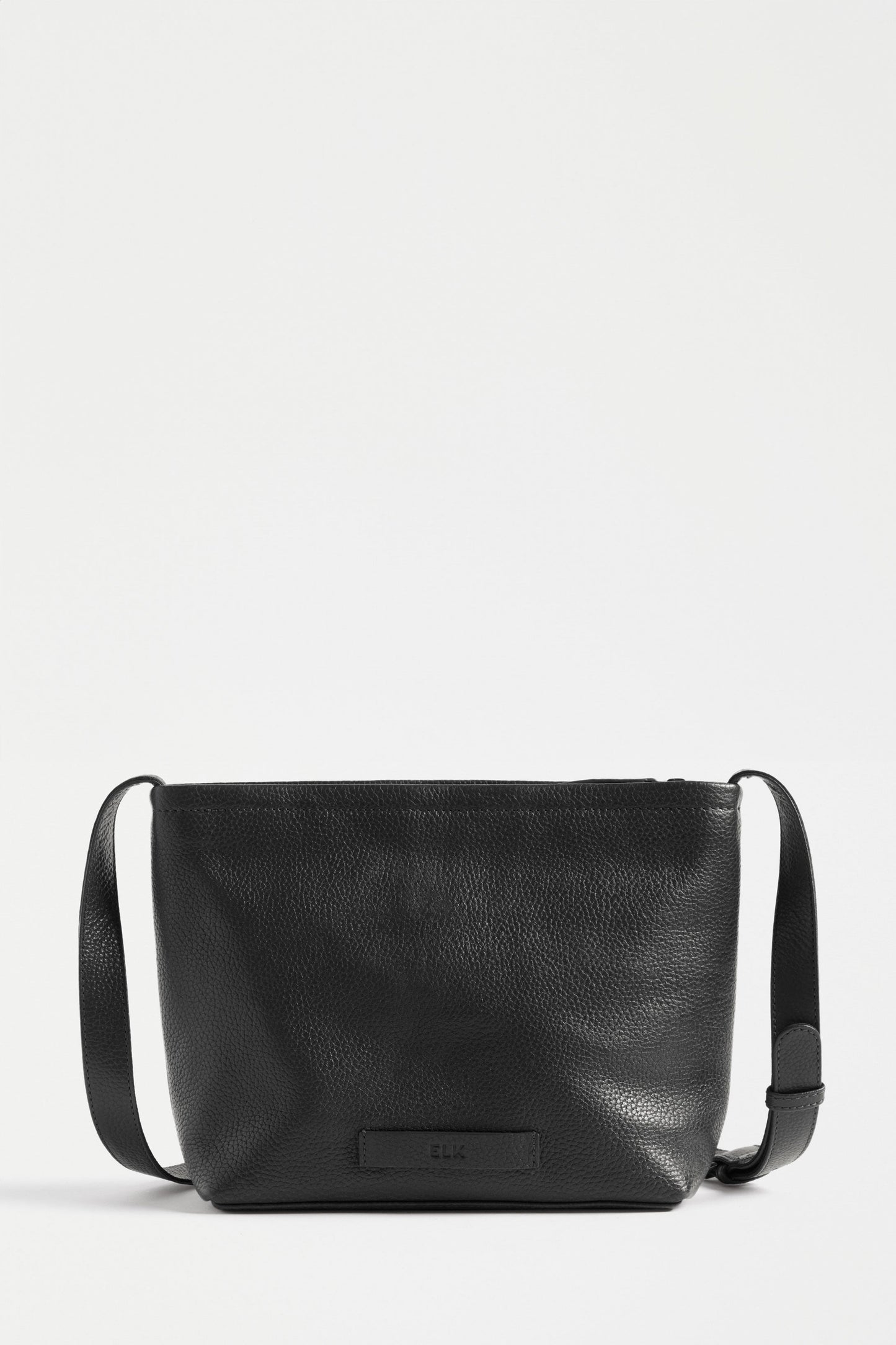 Lomi Classic Zip Up Leather Crossbody Bag Back | BLACK