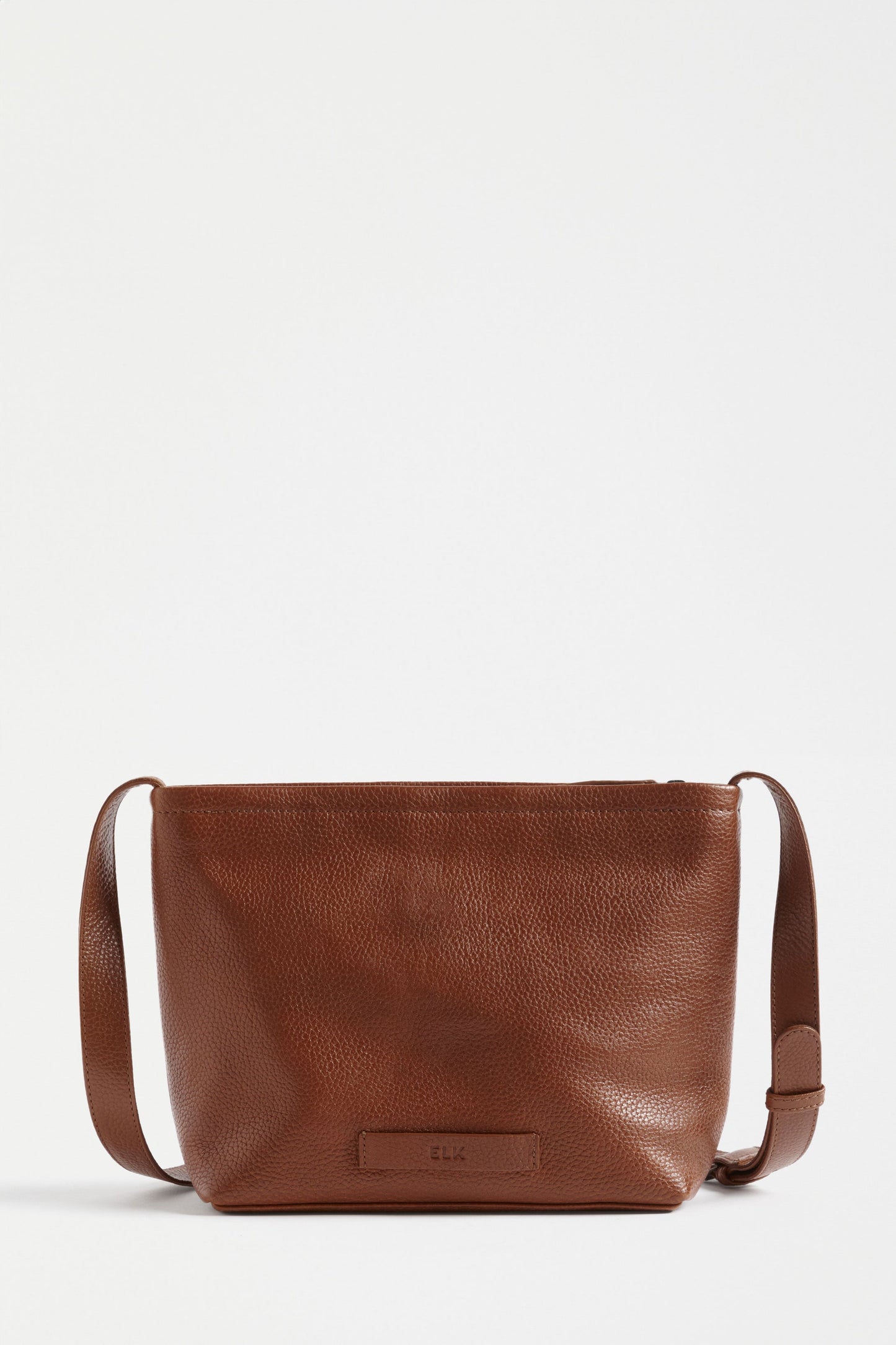 Lomi Classic Zip Up Leather Crossbody Bag Back | TAN