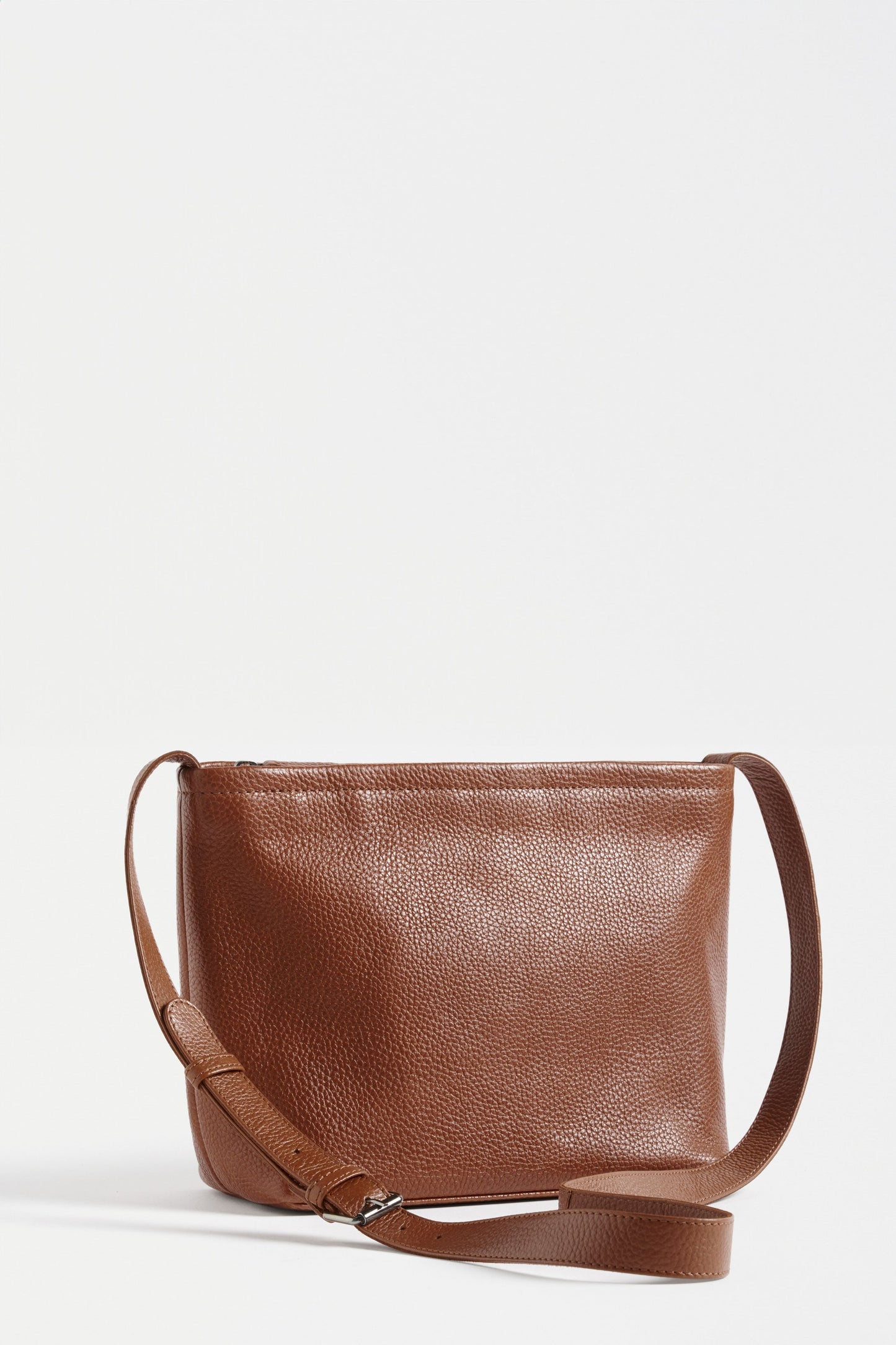 Lomi Classic Zip Up Leather Crossbody Bag Front | TAN