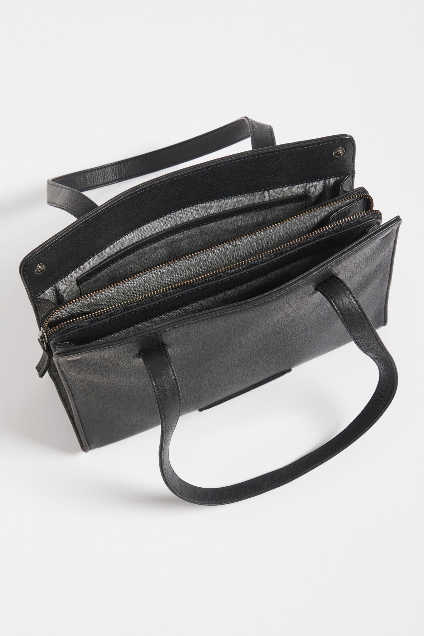 Mini Remnant Leather Zip Up Small Shoulder Bag Internal  | BLACK