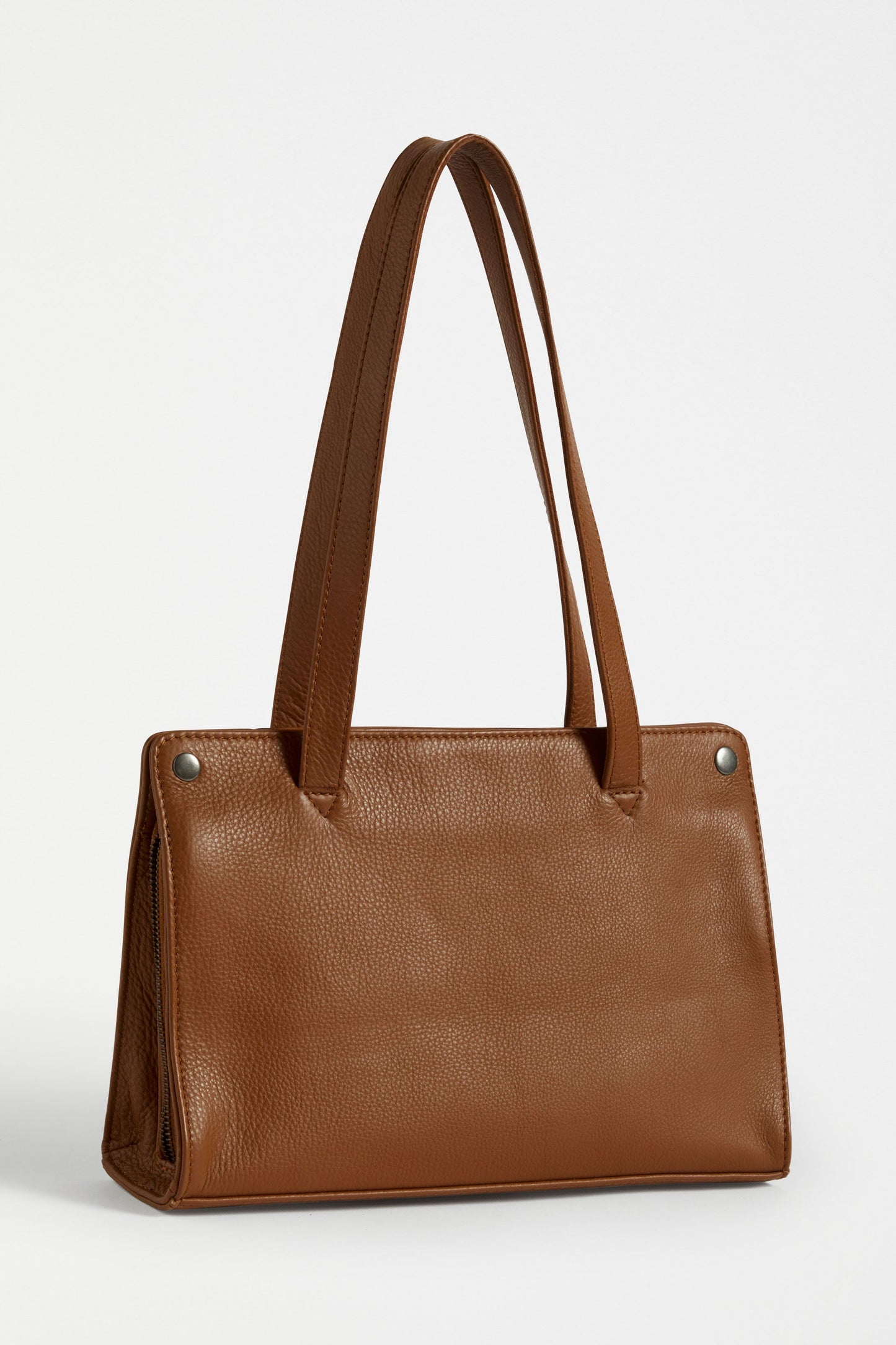 Mini Remnant Leather Zip Up Small Shoulder Bag Front | TAN