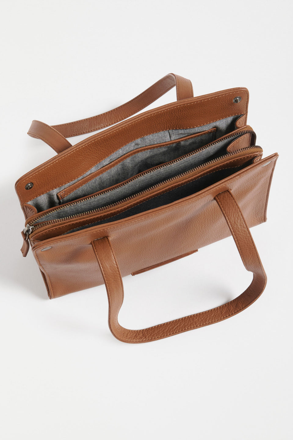 Mini Remnant Leather Zip Up Small Shoulder Bag Internal | TAN