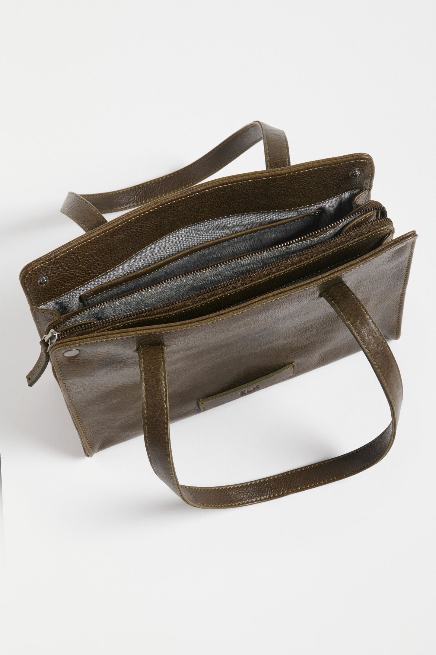 Mini Remnant Leather Zip Up Small Shoulder Bag Internal | DARK OLIVE