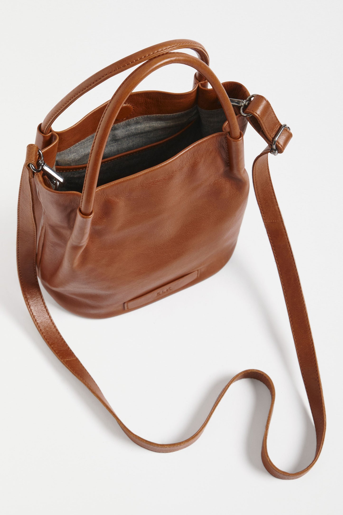 Mini Remnant Leather Orsa Bucket Bag with Fixed Handle and Detachable Strap Internal | TAN