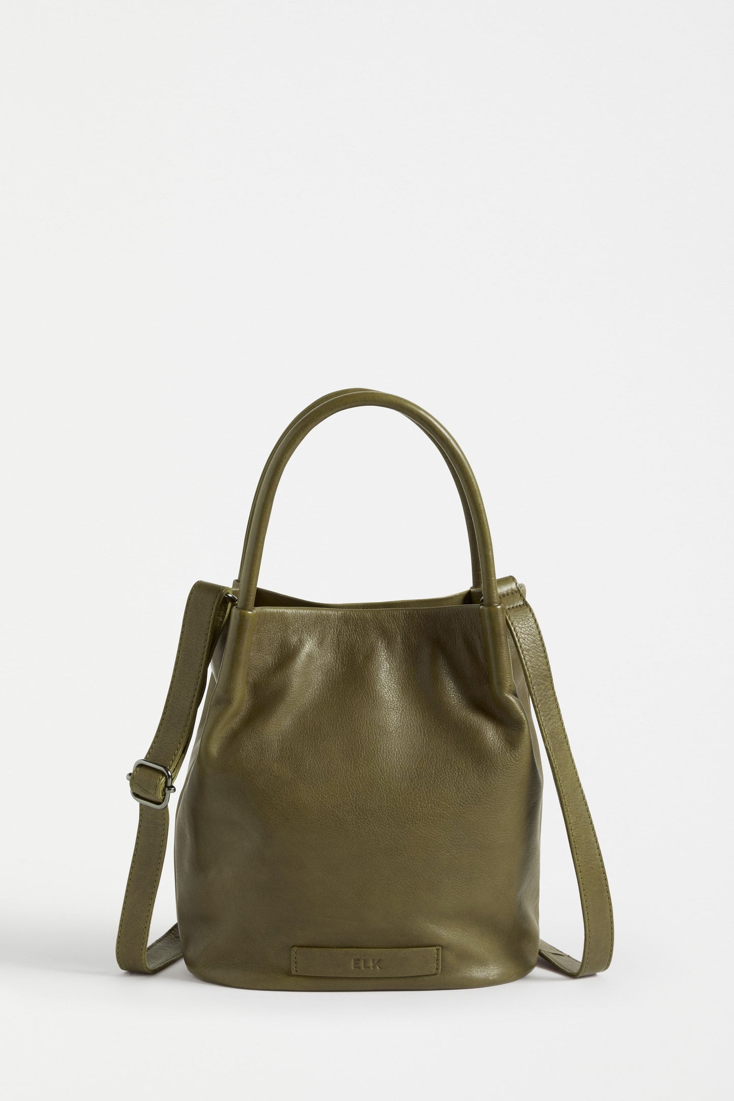 Mini Remnant Leather Orsa Bucket Bag with Fixed Handle and Detachable Strap Back | OLIVE