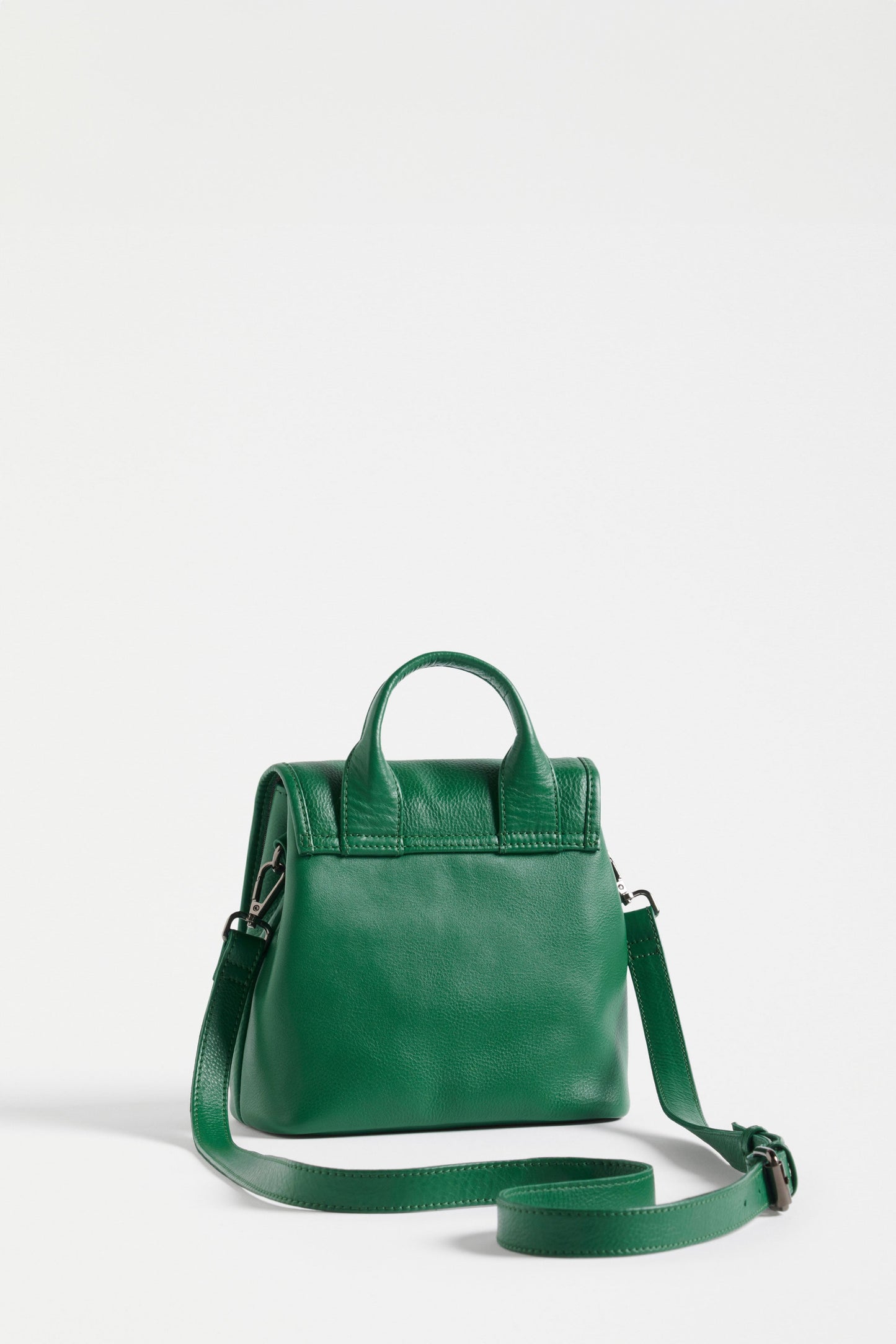 Jago Small Remanent Leather Drawstring Crossbody Bag with Tassel Detail Back | LEAF GREEN