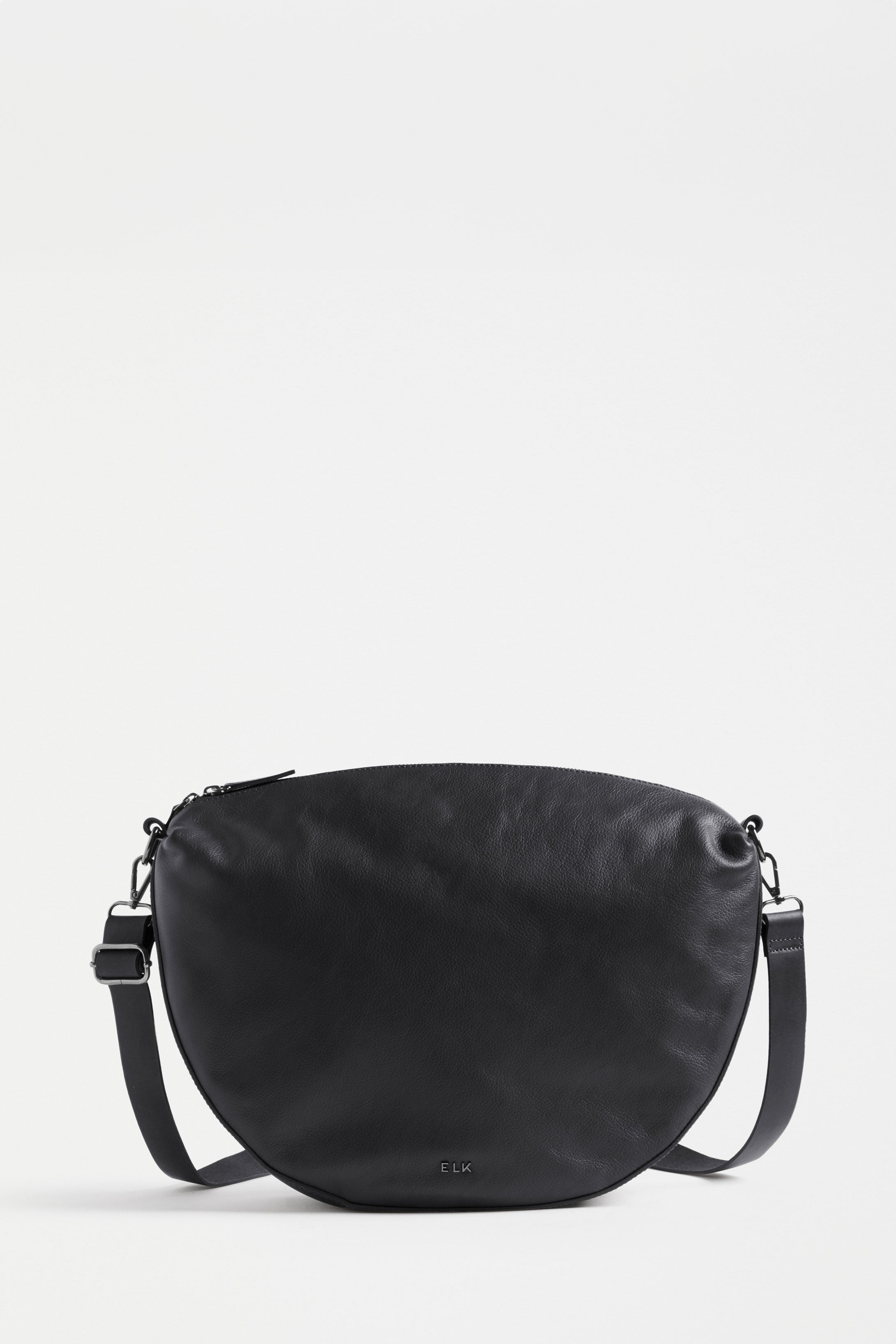 Illin Leather Half Moon Medium Crossbody Bag Front | BLACK