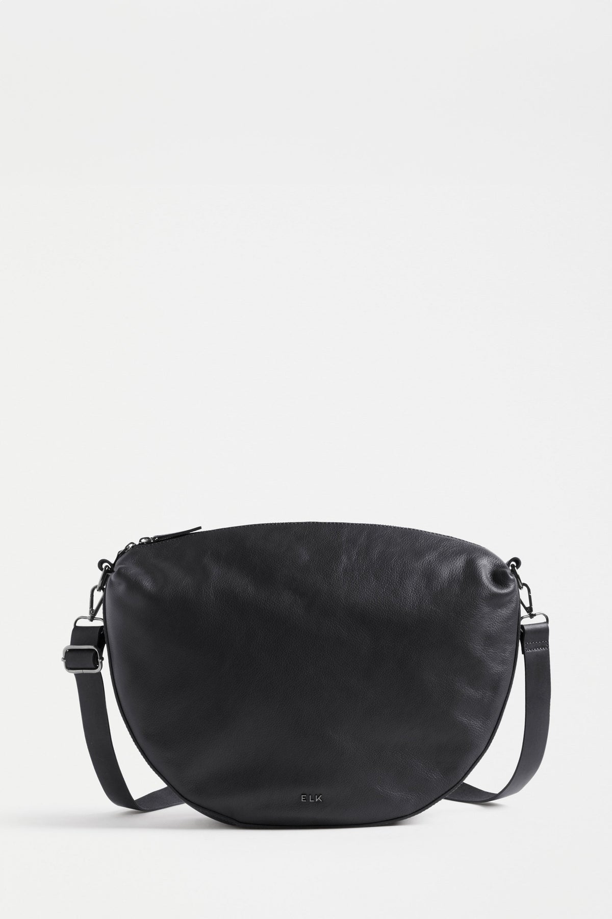 Illin Leather Half Moon Medium Crossbody Bag Front | BLACK