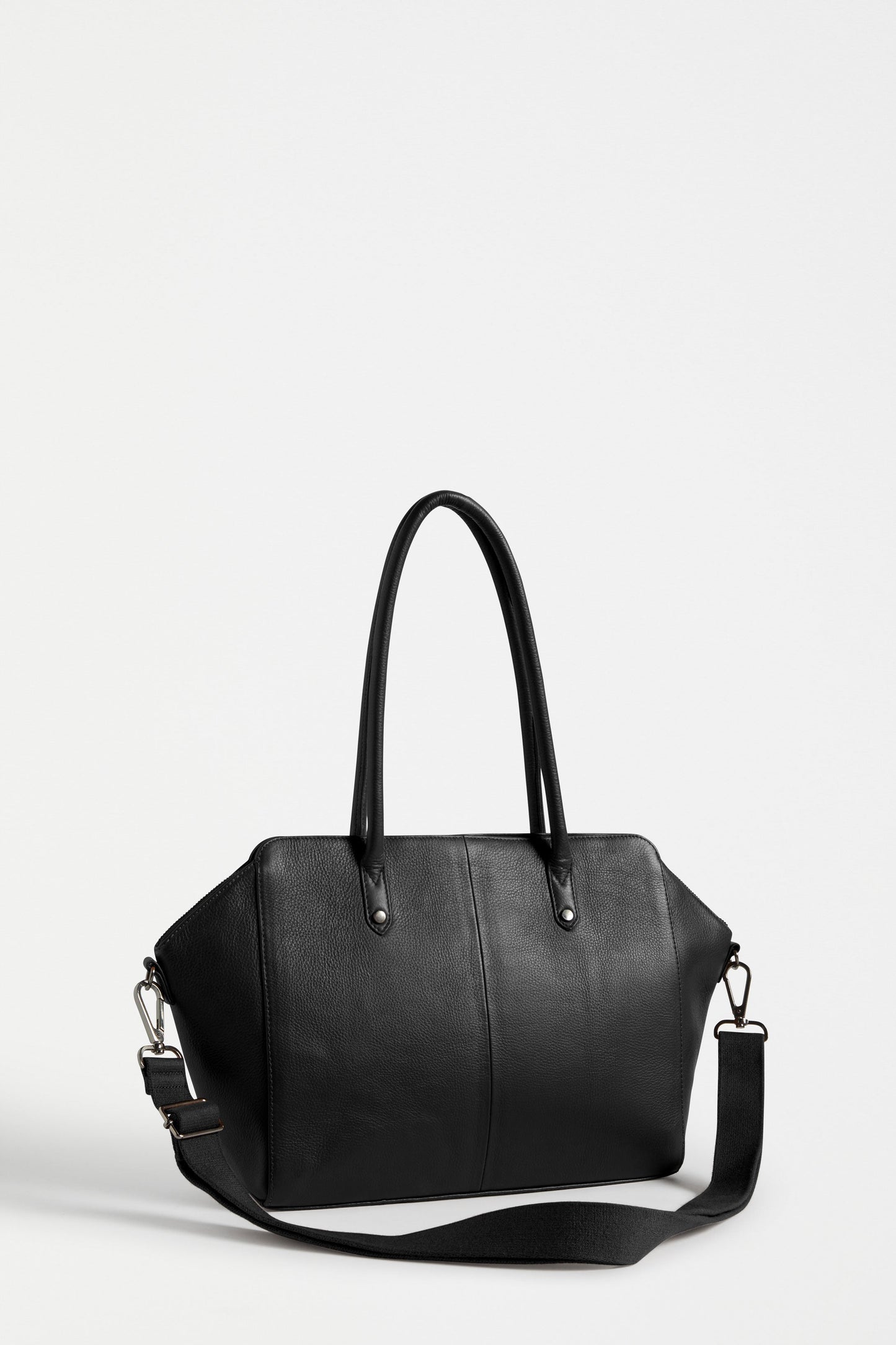 Alis Leather Shopper with Crossbody Strap Back | BLACK