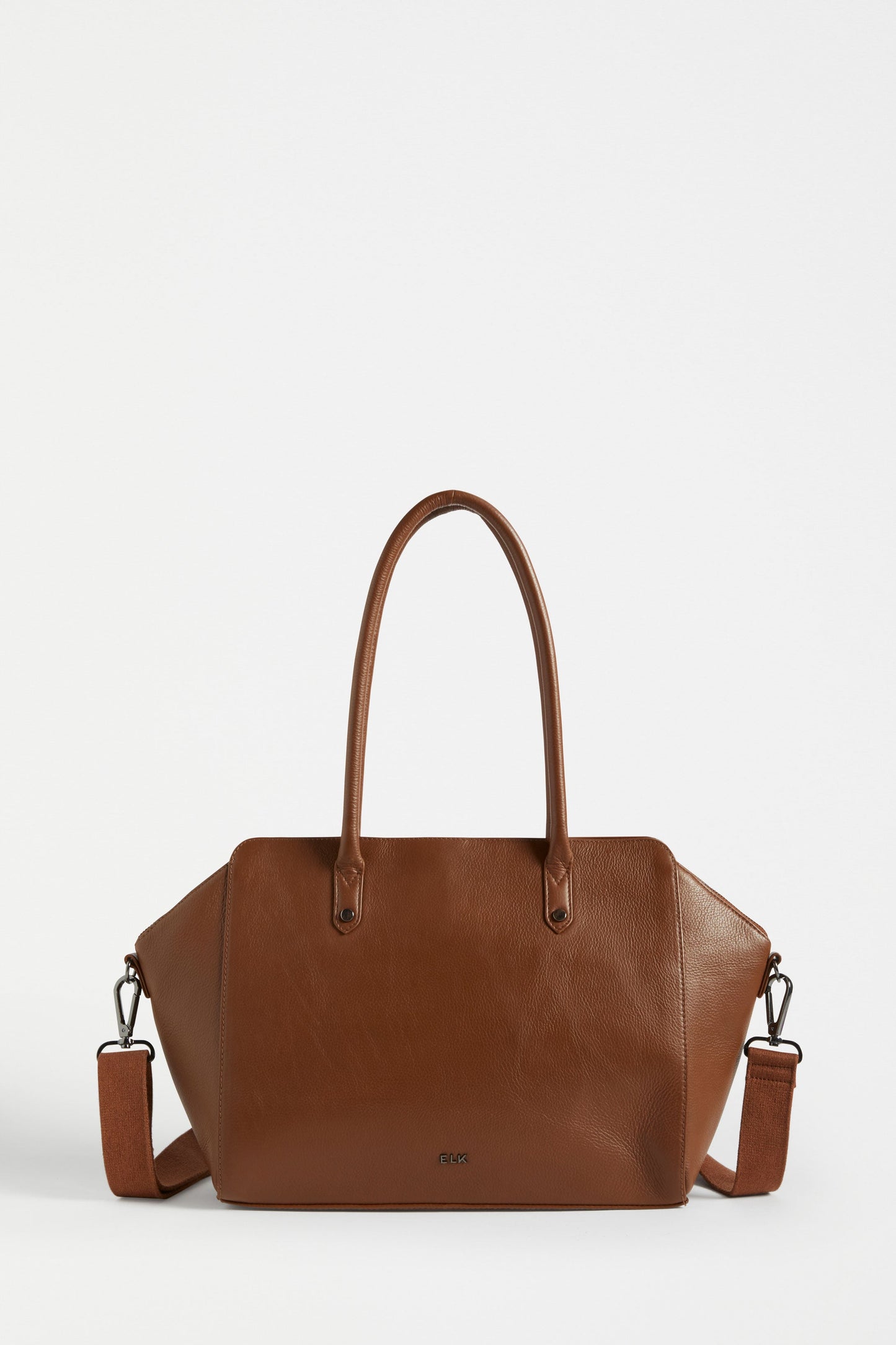 Alis Leather Shopper with Crossbody Strap Front | TAN