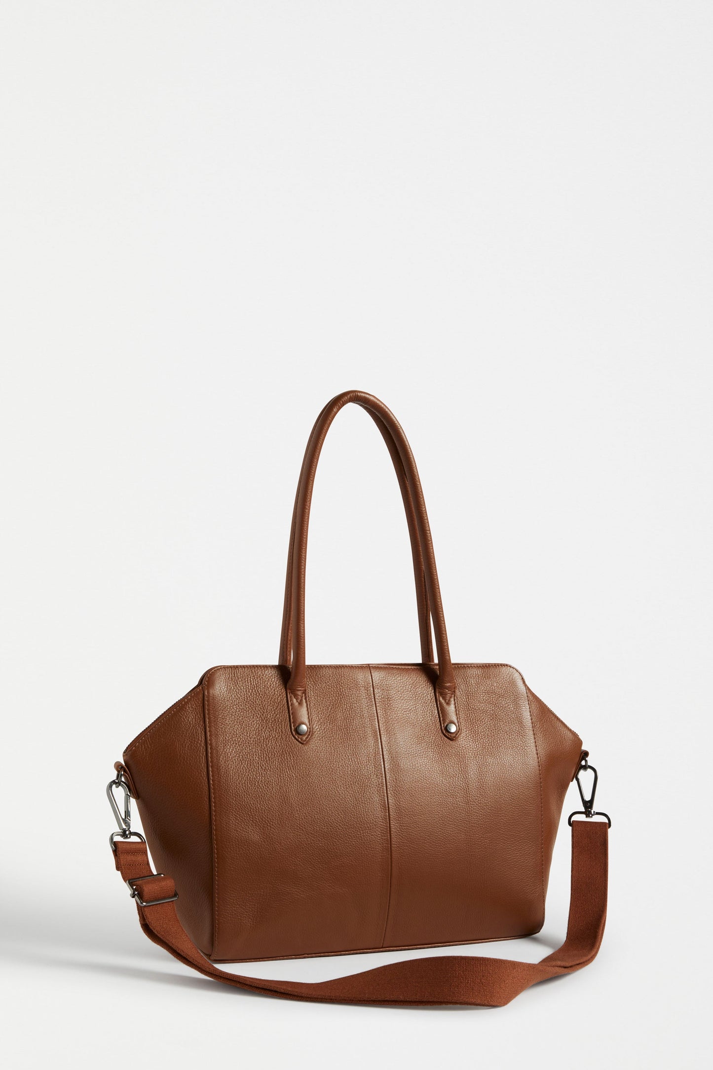 Alis Leather Shopper with Crossbody Strap Back | TAN