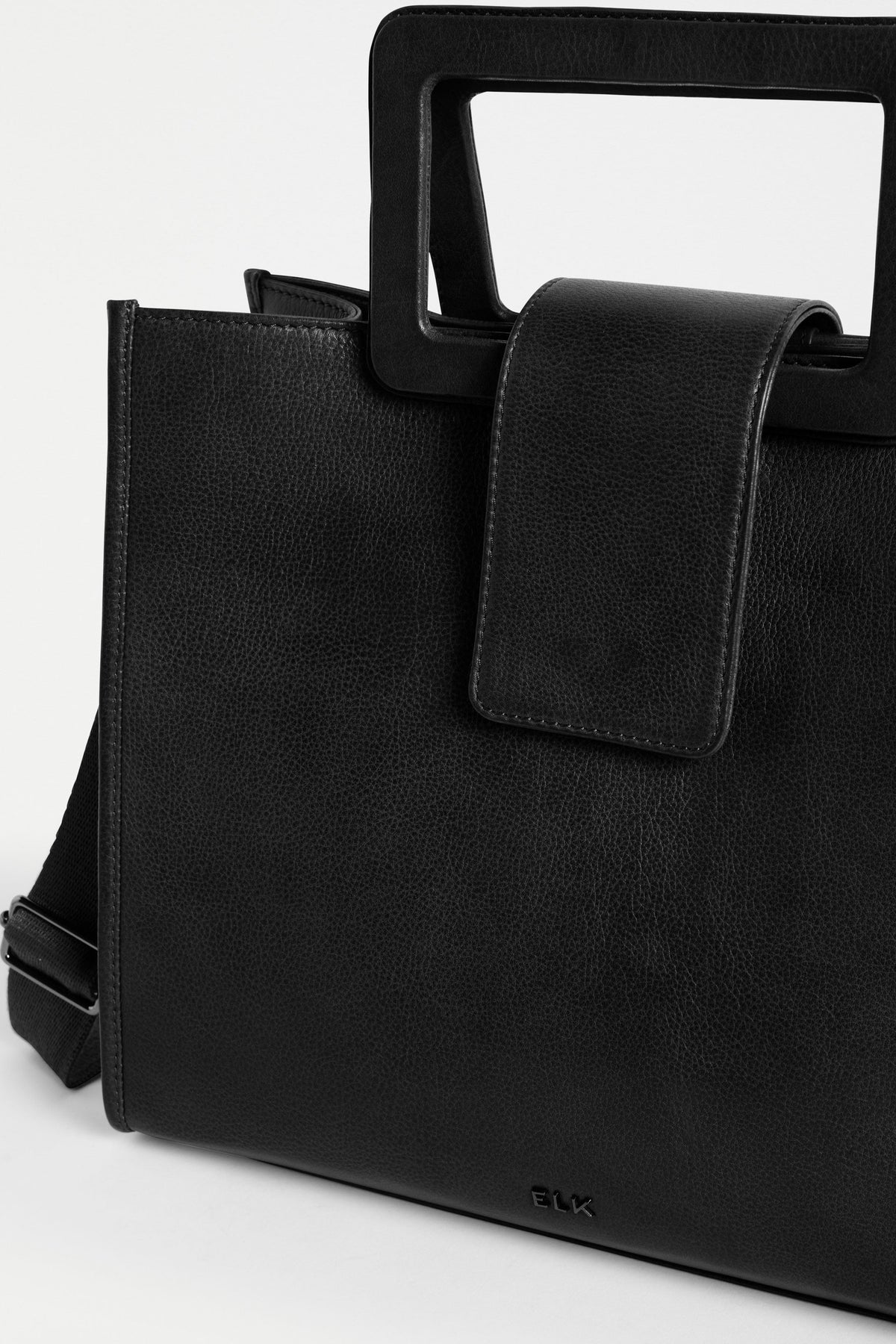 Faya Structured Leather Work Shopper Detail | BLACK