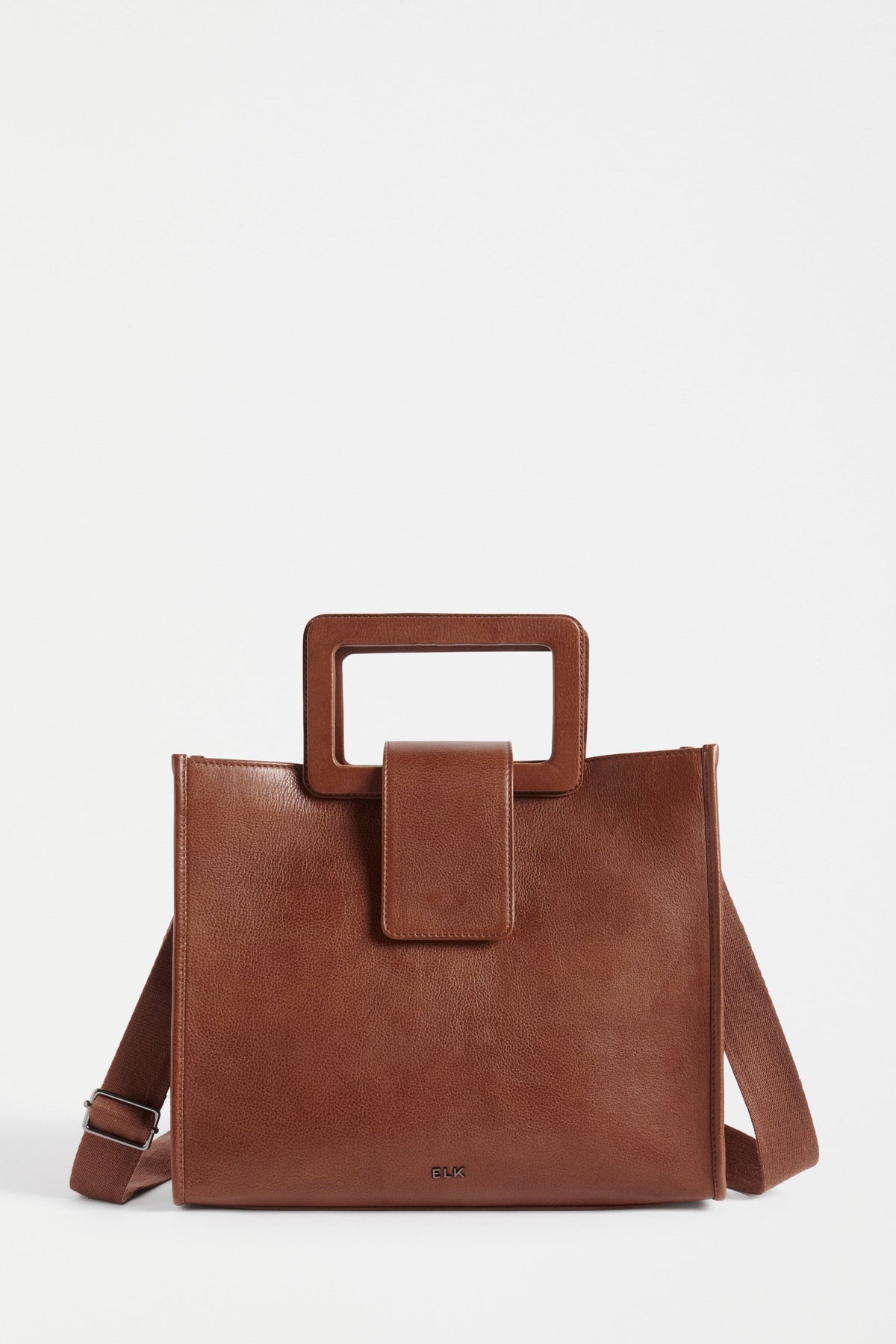 Faya Structured Leather Work Shopper Front | TAN