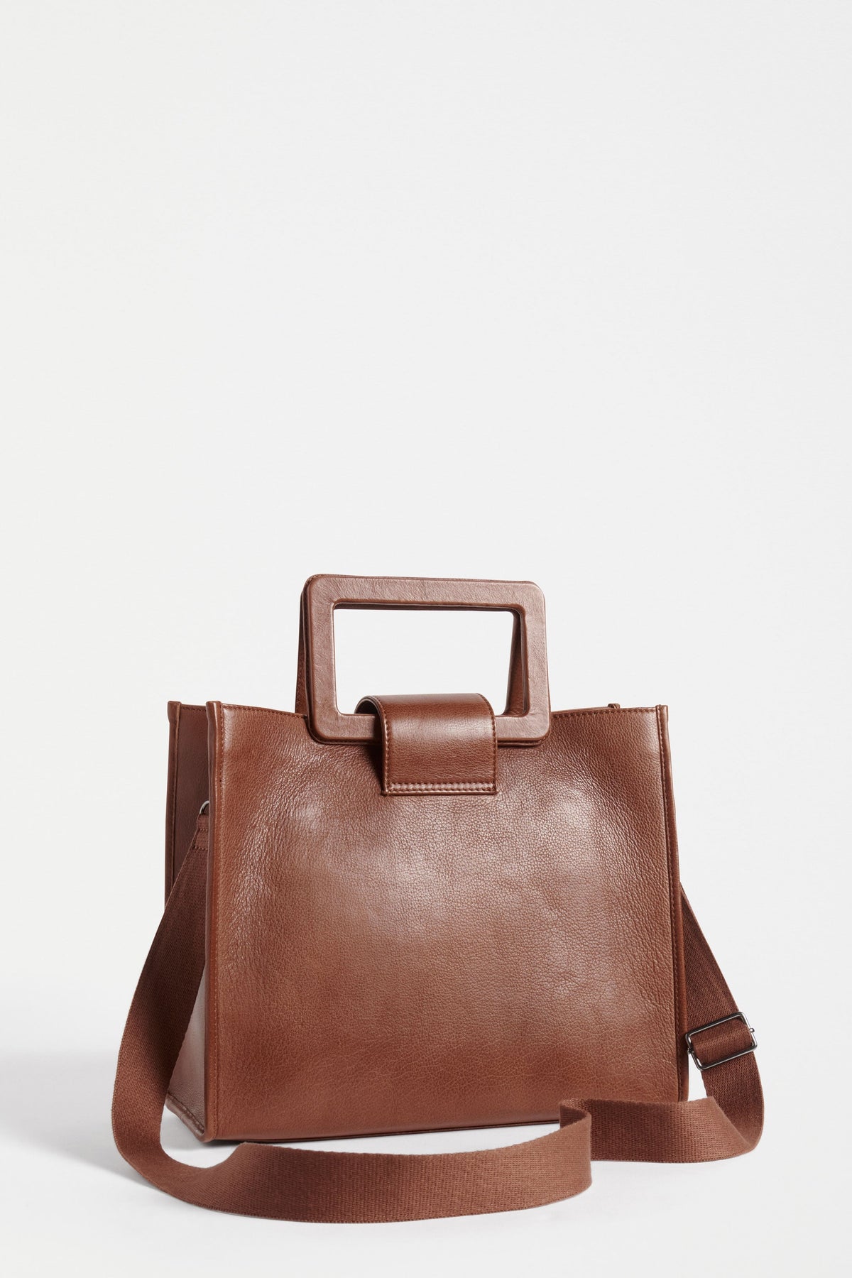 Faya Structured Leather Work Shopper Back | TAN