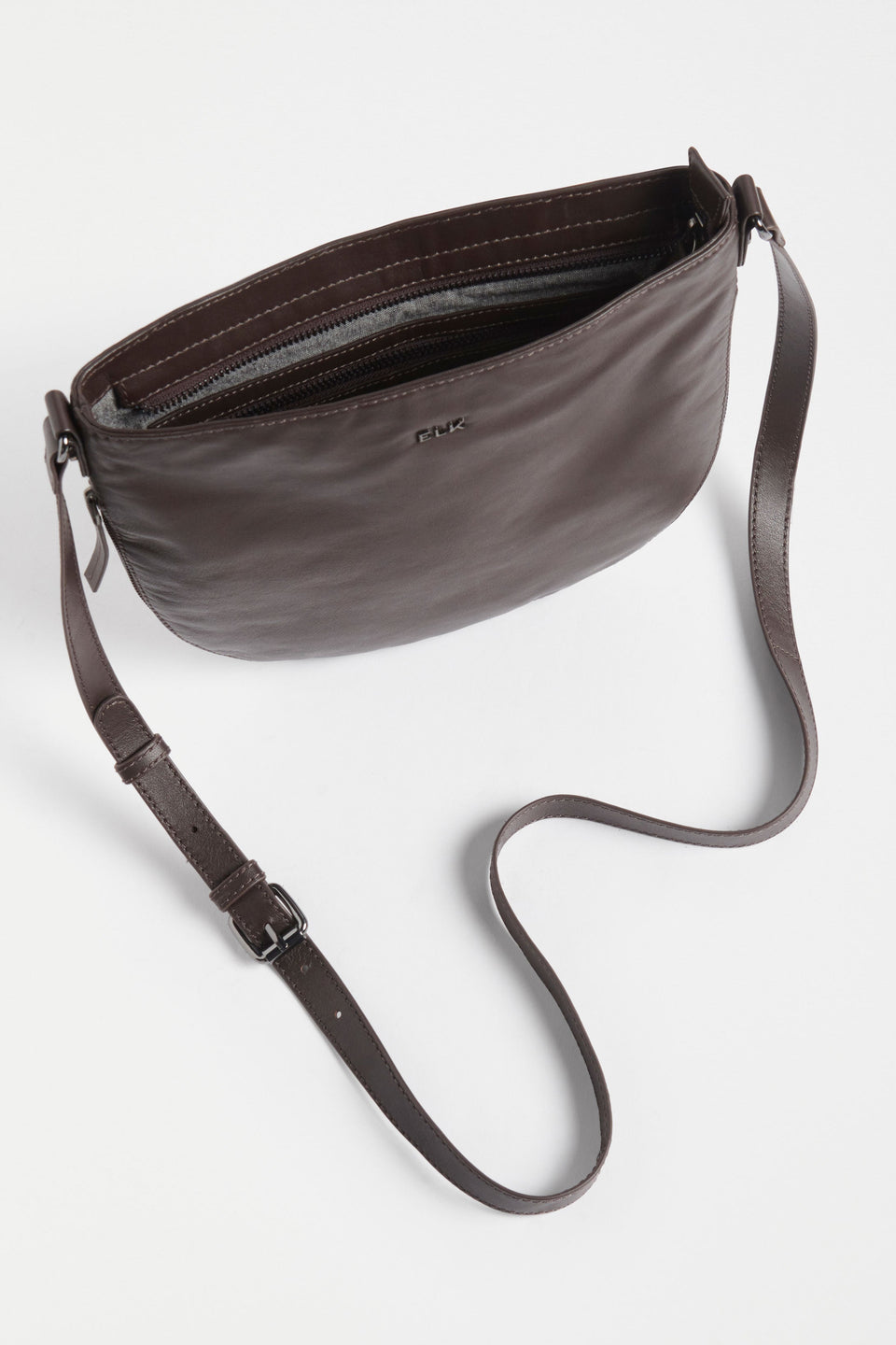 Nors Half Moon Leather Crossbody Bag Internal | ESPRESSO