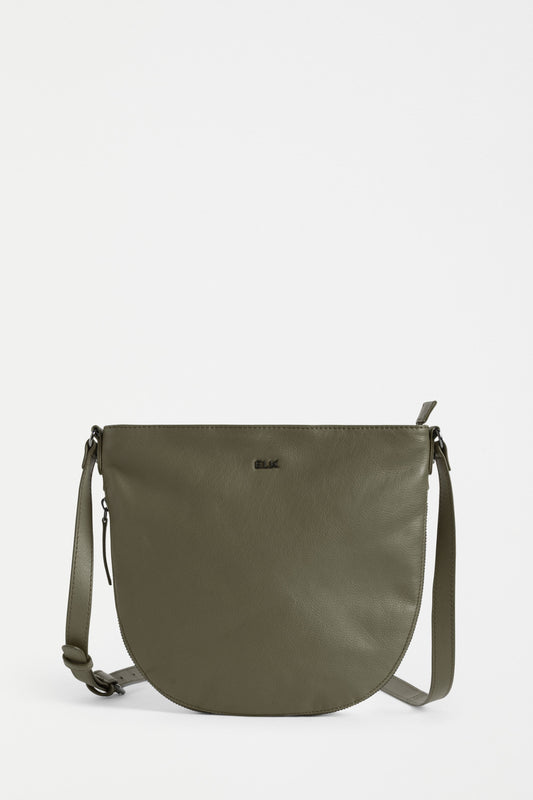 Nors Half Moon Leather Crossbody Bag Front | OLIVE