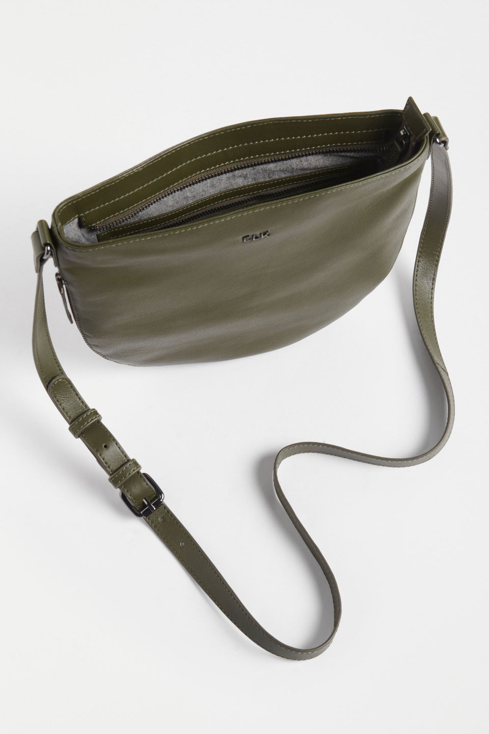 Nors Half Moon Leather Crossbody Bag Internal | OLIVE