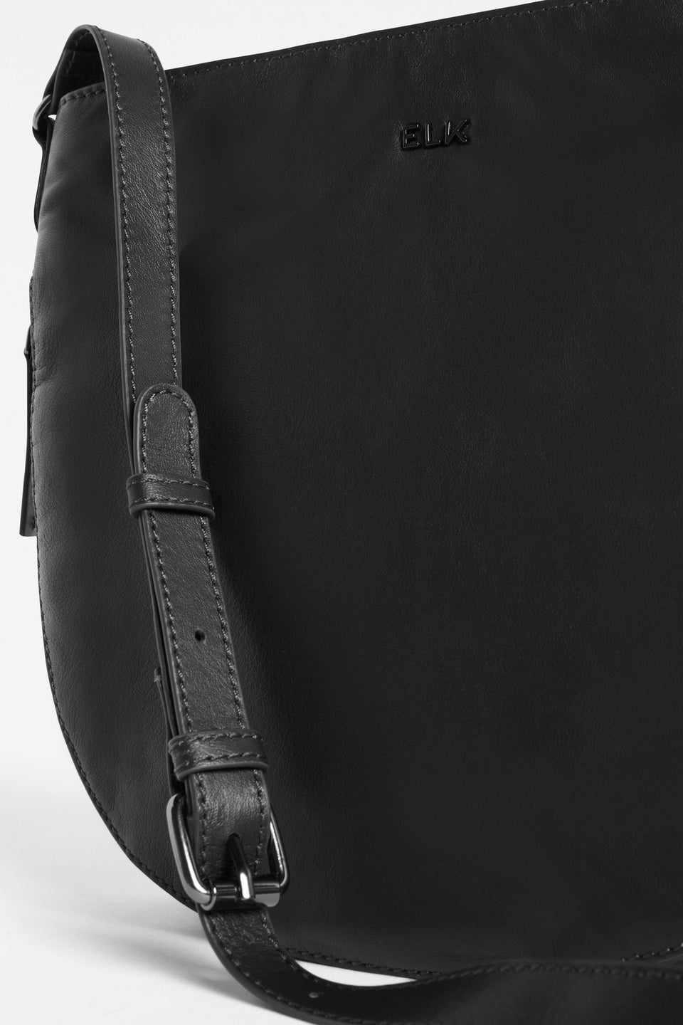 Nors Half Moon Leather Crossbody Bag Detail | BLACK