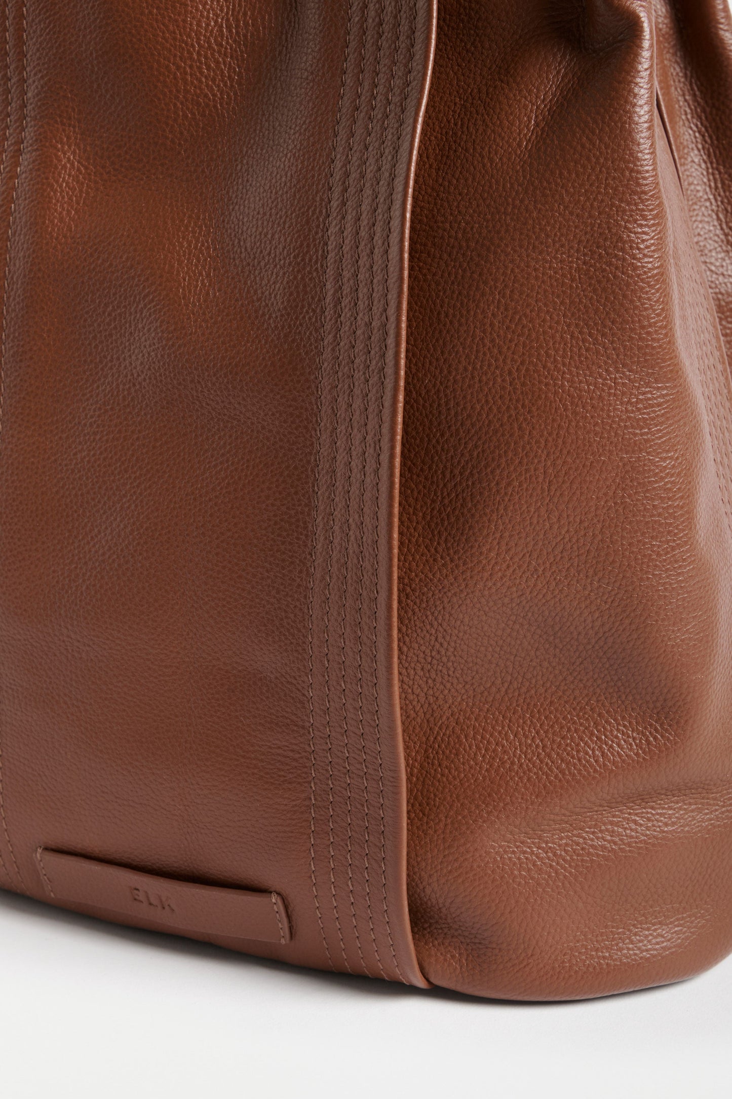 Sonne Leather Stitch and Pleat Detail Tote with Magnetic Closure Detail | TAN