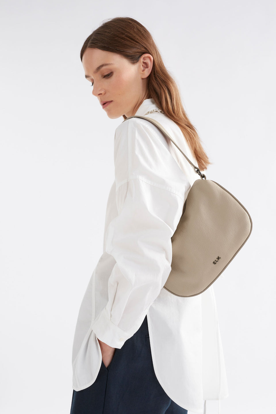 Illin Mini Leather Sling Shoulder Bag with  Detachable Crossbody Strap Model | BLACK