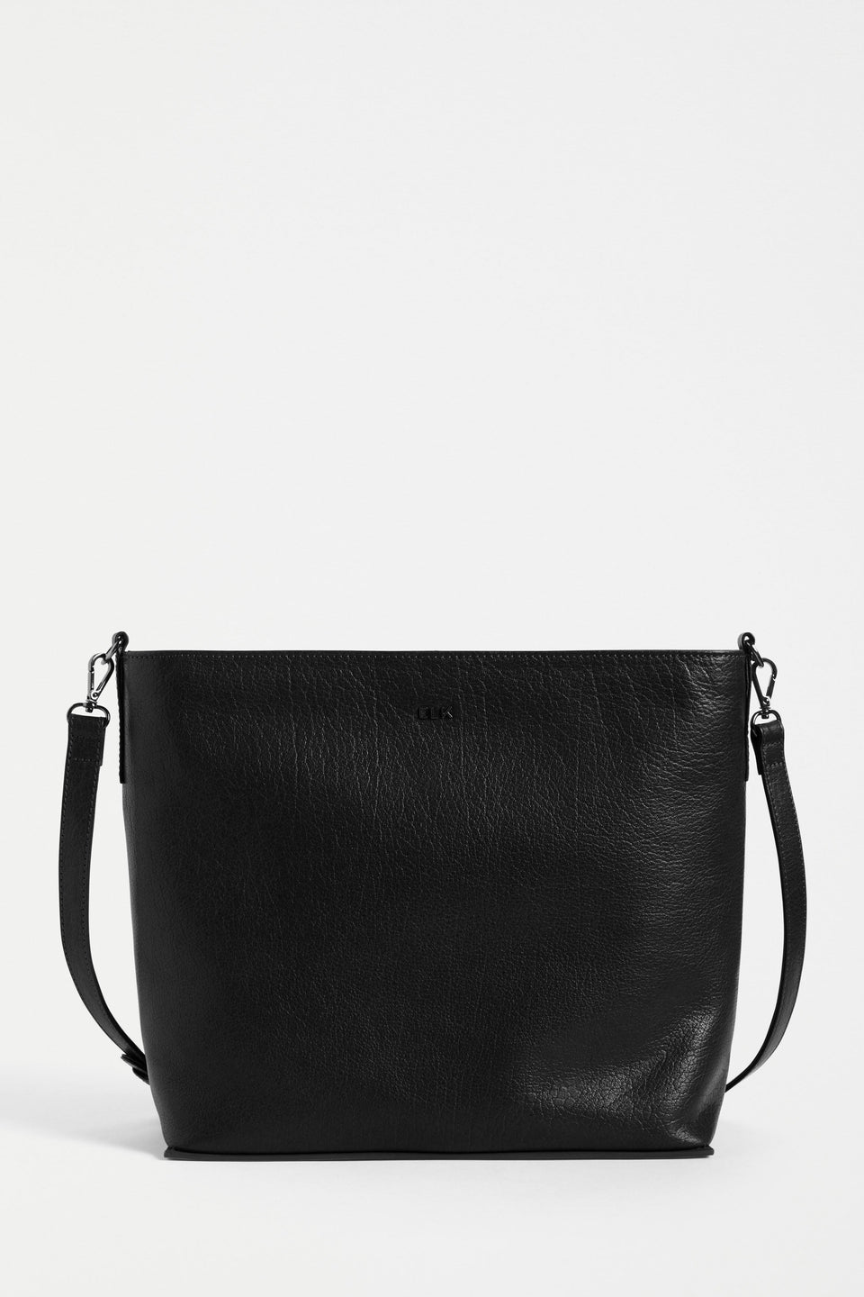 Olin Mid Sized Leather Shoulder Bag Front | BLACK