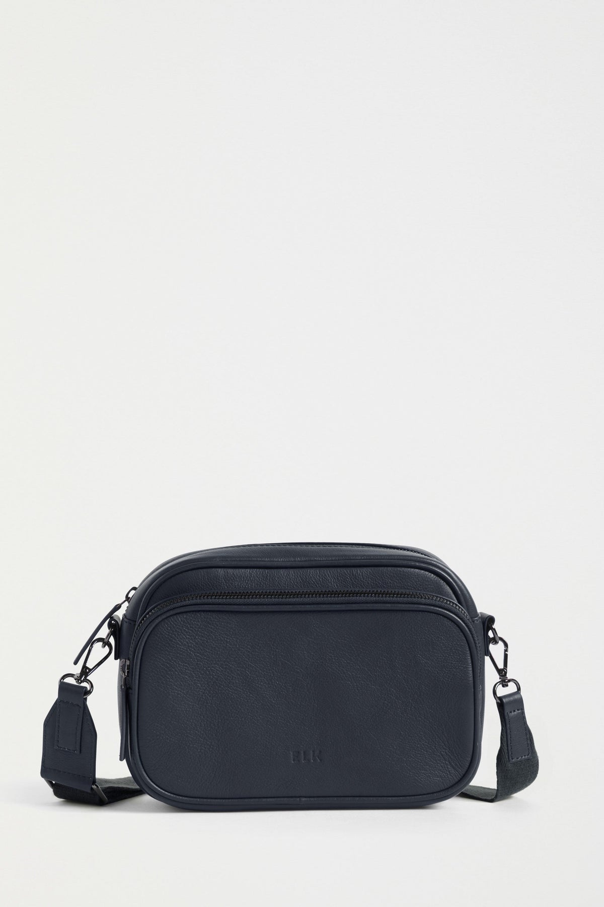 Kassel Double Compartment Leather Crossbody Bag Front | NAVY