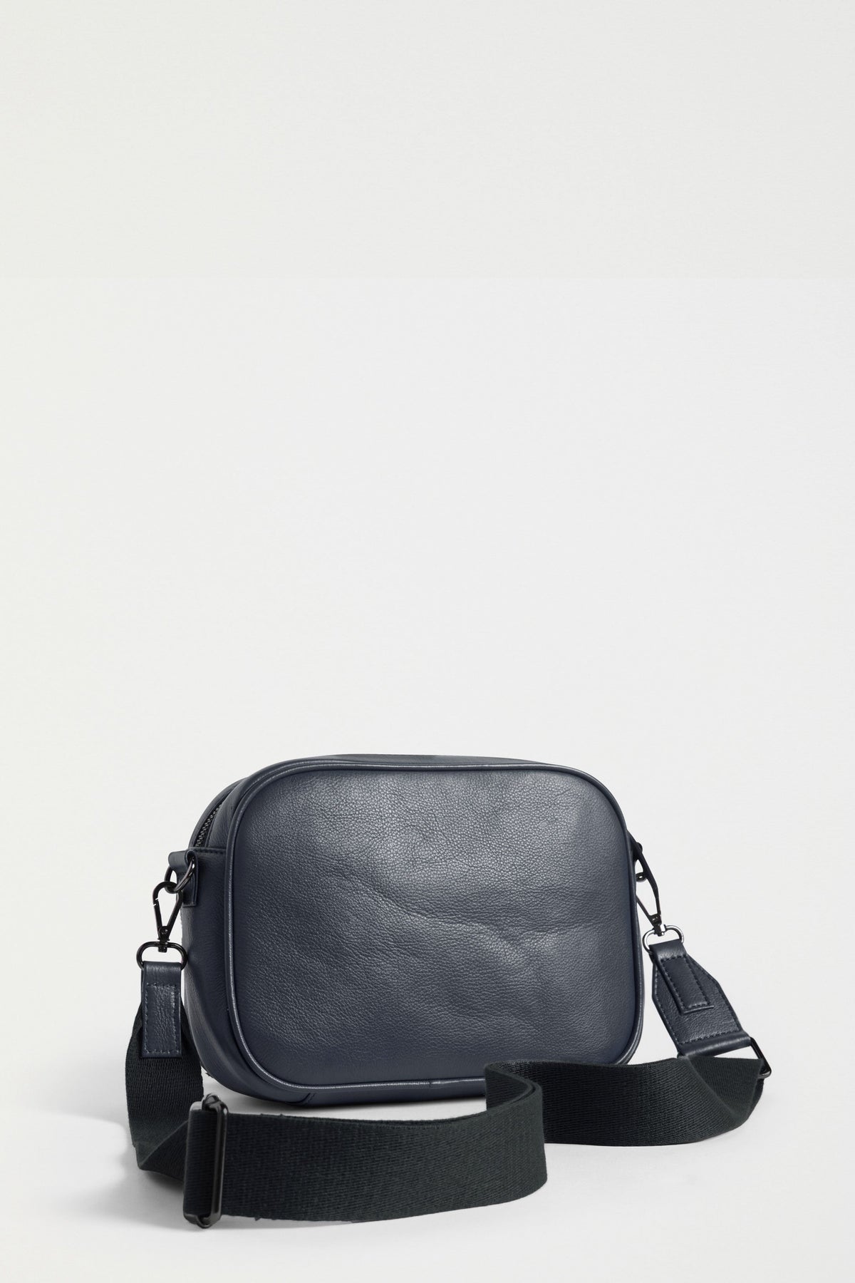 Kassel Double Compartment Leather Crossbody Bag Back | NAVY
