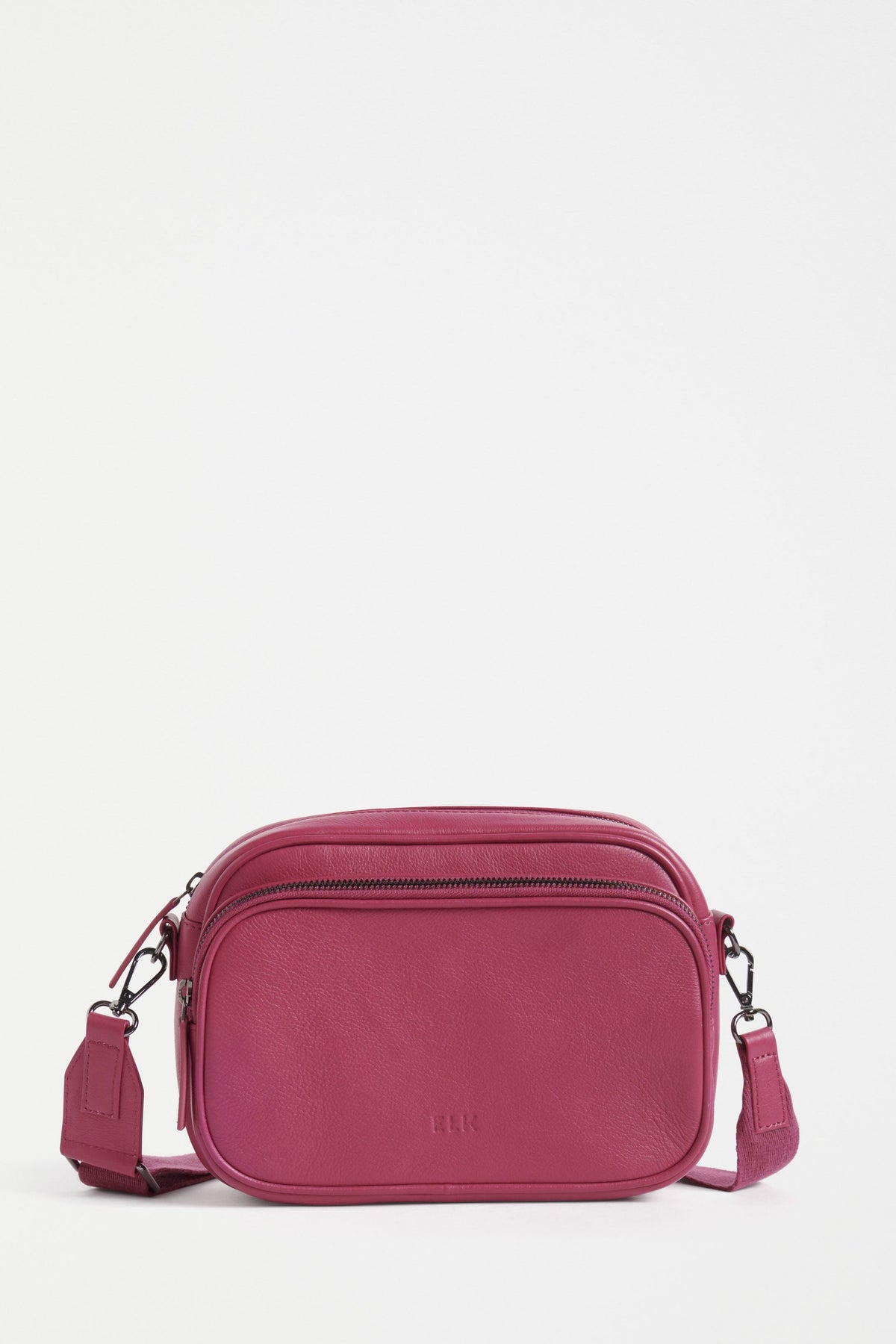 Kassel Double Compartment Leather Crossbody Bag Front | FUCHSIA