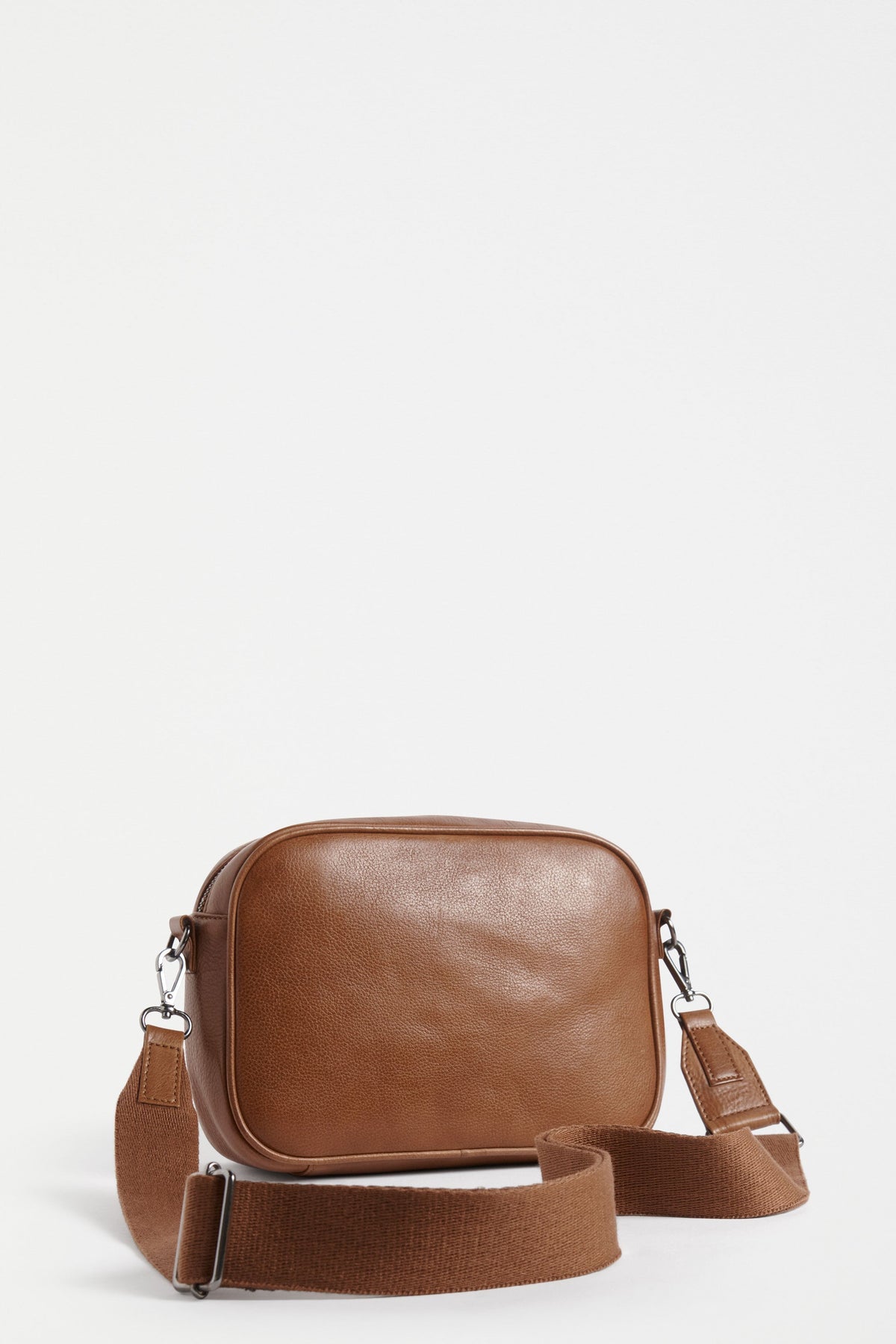 Kassel Double Compartment Leather Crossbody Bag Back | TAN