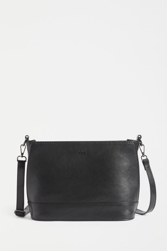 Fika Mid Sized Leather Zip up Handbag Front | BLACK