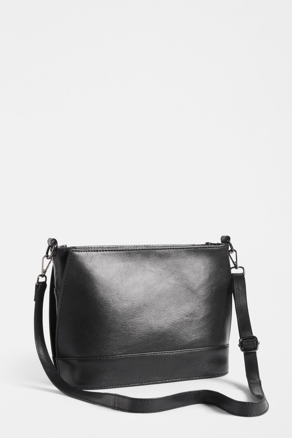 Fika Mid Sized Leather Zip up Handbag Back | BLACK