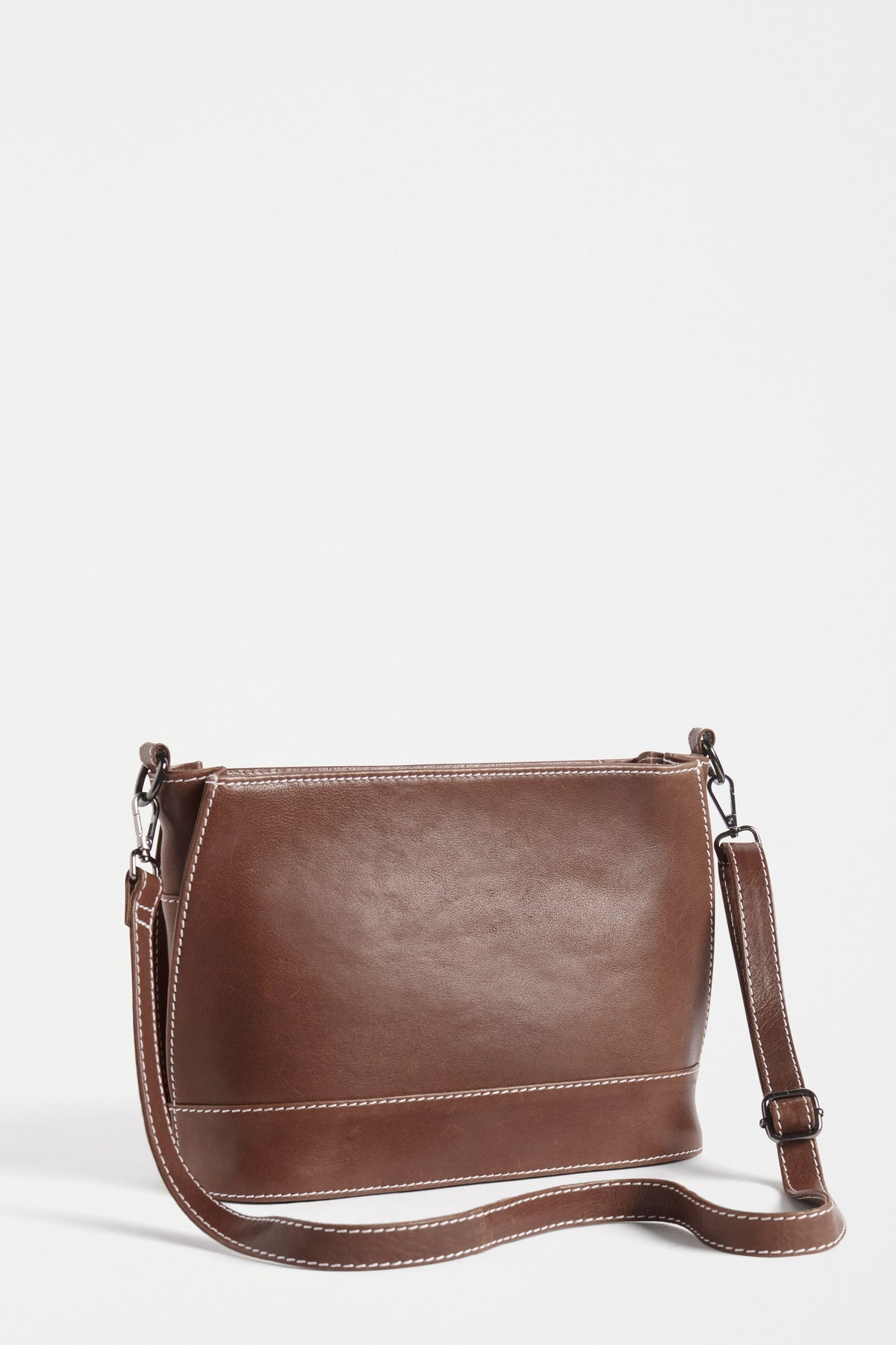 Fika Mid Sized Leather Zip up Handbag Back | TAN