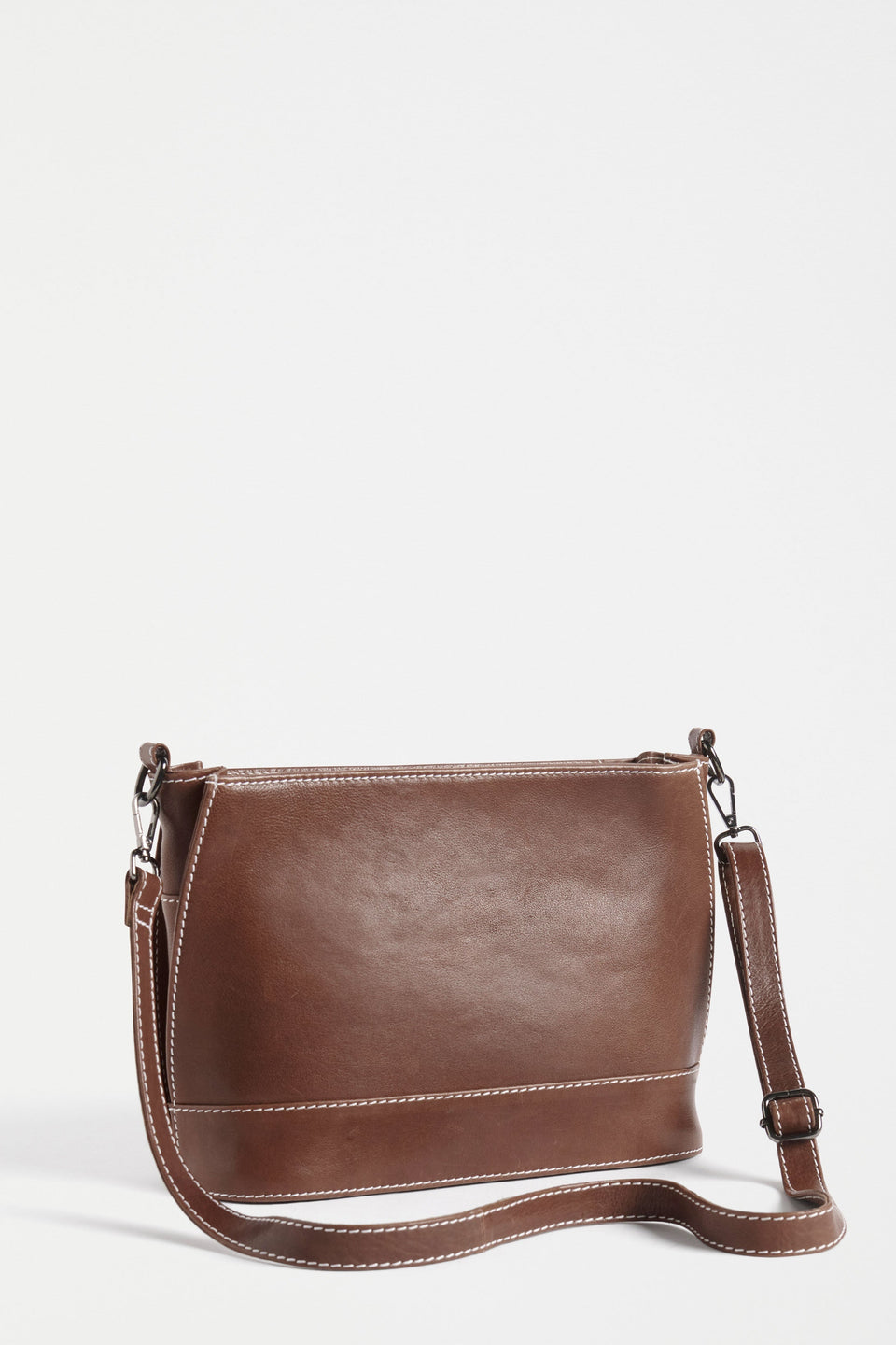 Fika Mid Sized Leather Zip up Handbag Back | TAN
