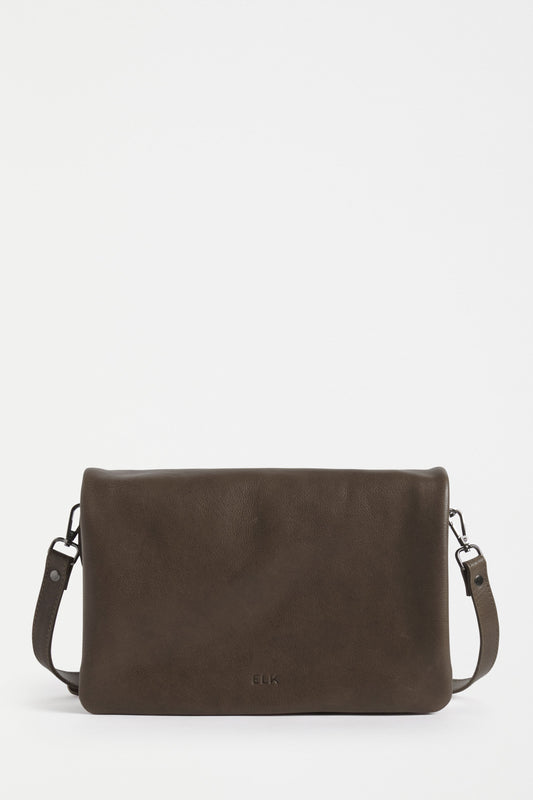 Tesni Three Compartment Classic Leather Hand Bag Front | OLIVE