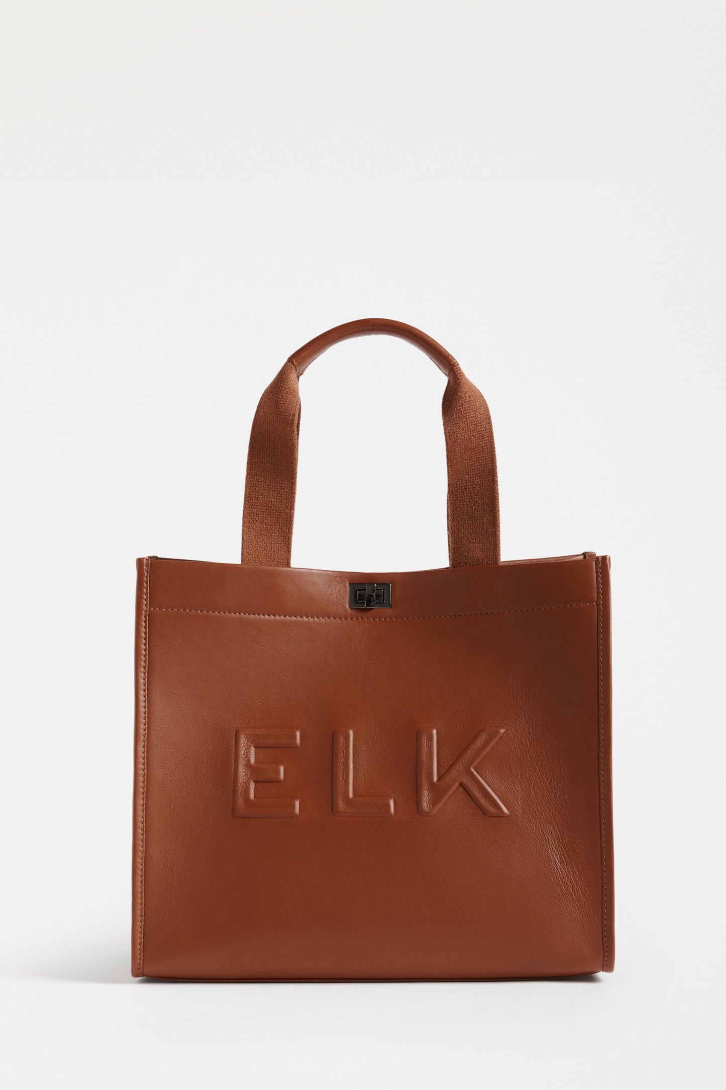 Eila Leather Logo Tote Bag with Detachable Crossbody Strap Front | TAN